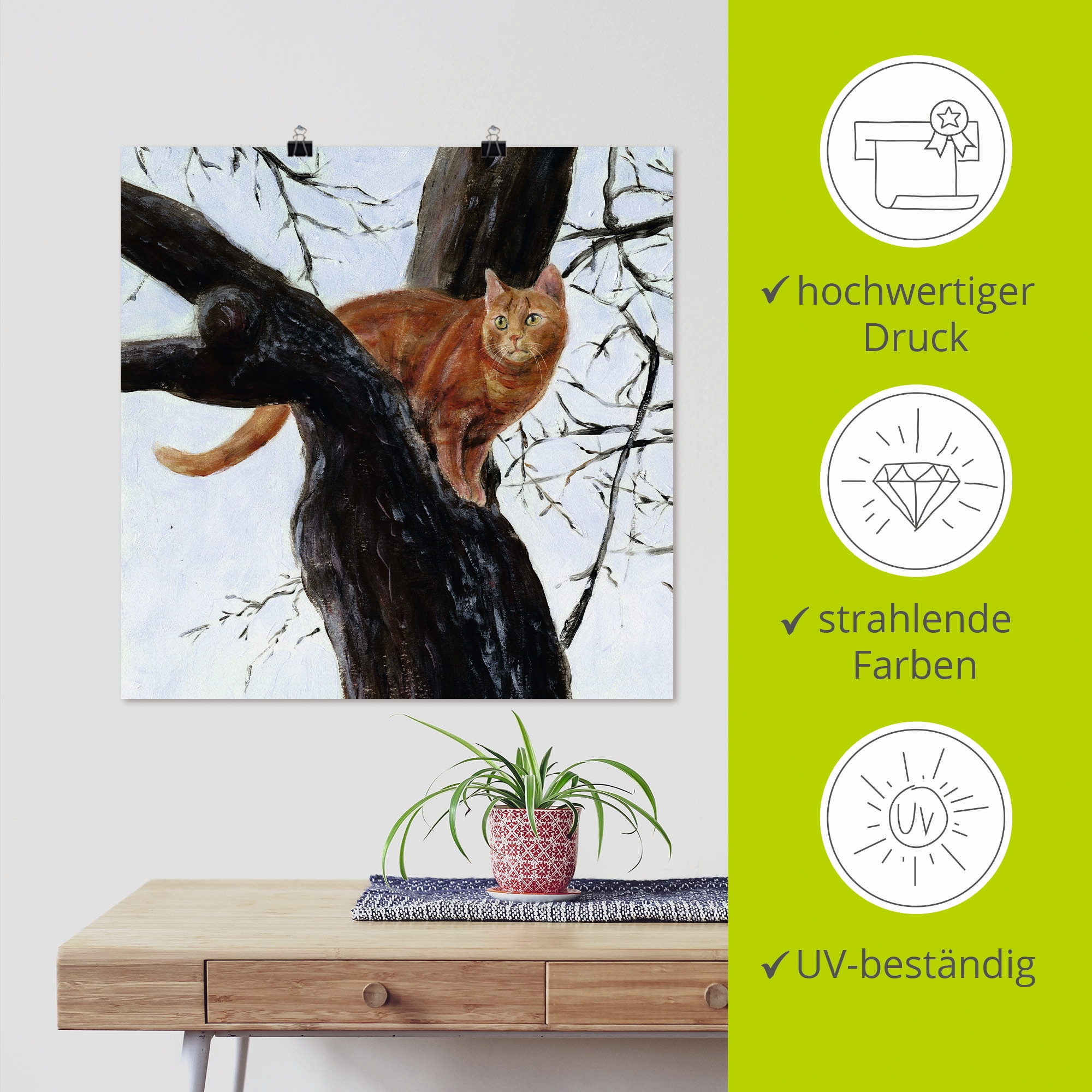 Artland Wandbild »Katze im Baum«, Haustiere, (1 St.), als Leinwandbild, Poster in verschied. Größen