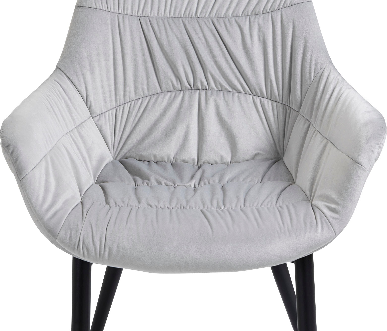 SalesFever Armlehnstuhl »Stilvoller Esszimmerstuhl für Komfort«, Samt-Polyester, Esszimmerstuhl, Wabensteppung aussen, Quersteppung innen, Metallfüße