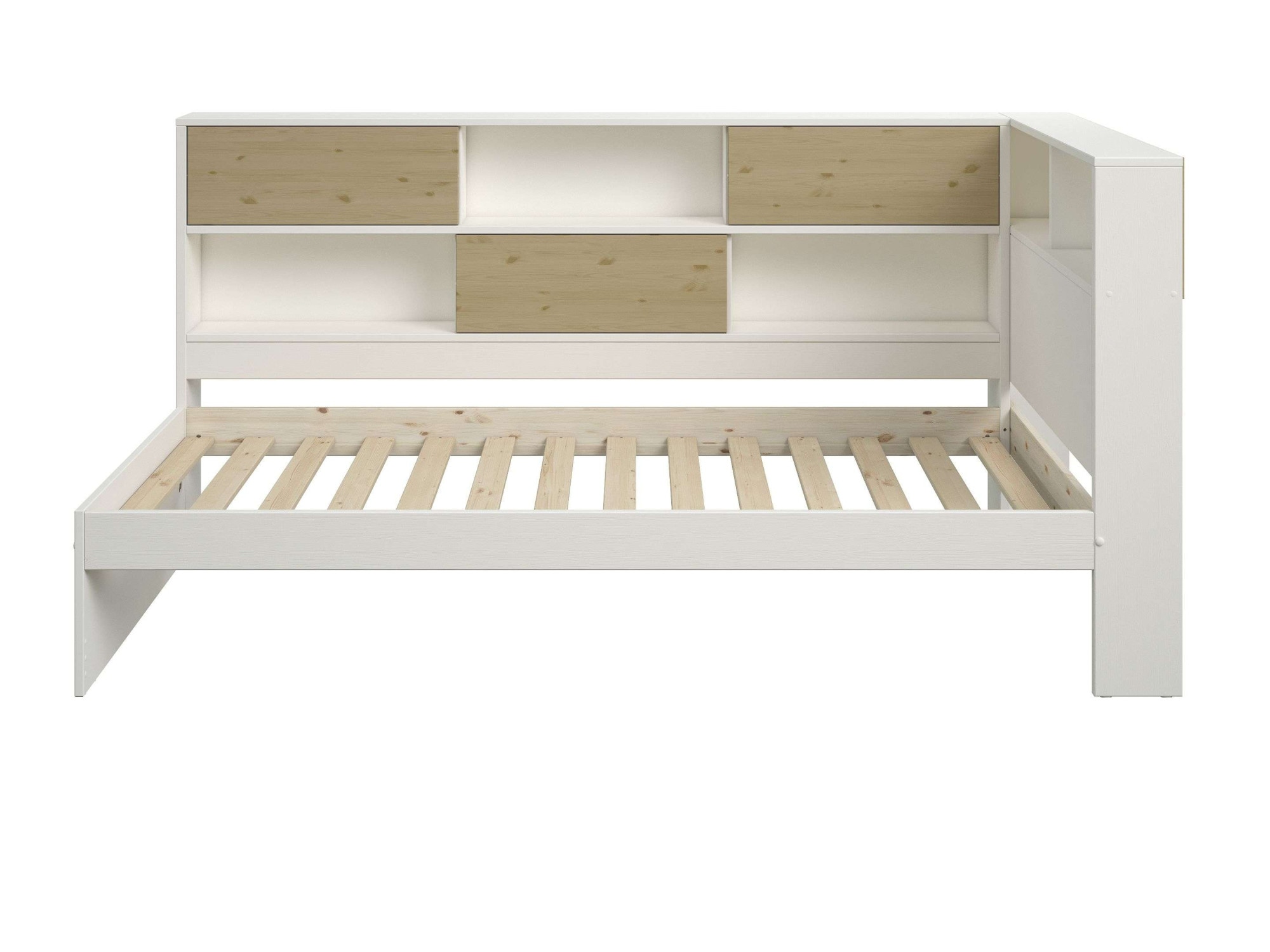 Home affaire Stauraumbett »Amance, Massivholz mit MDF, stabil und langlebig, viel Stauraum«, (Außenmaße B/T/H: 110,2/220,1/106,9 cm), FSC® zertifiziert, inklusive Lattenrost, Made in EU