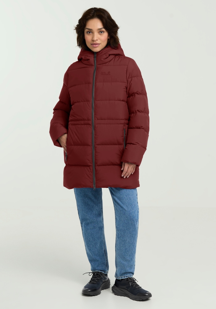 Jack Wolfskin Daunenmantel »FROZEN PALACE LONG JKT W RDS« mit Kapuze, wärmeisolierende Füllung, winddicht