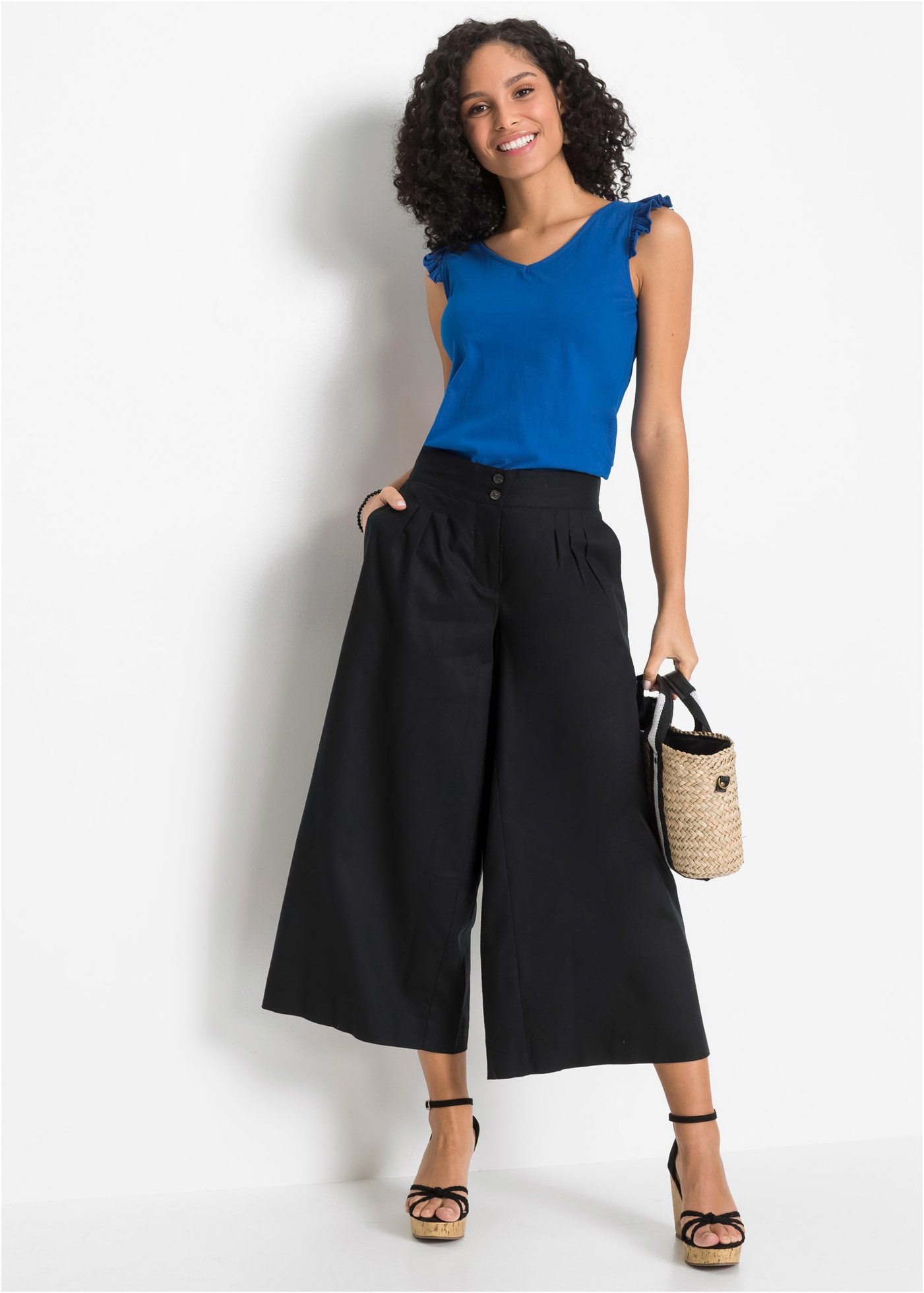 bonprix Shirttop lockerer loose fit, ärmelloses Design, aus Baumwolle