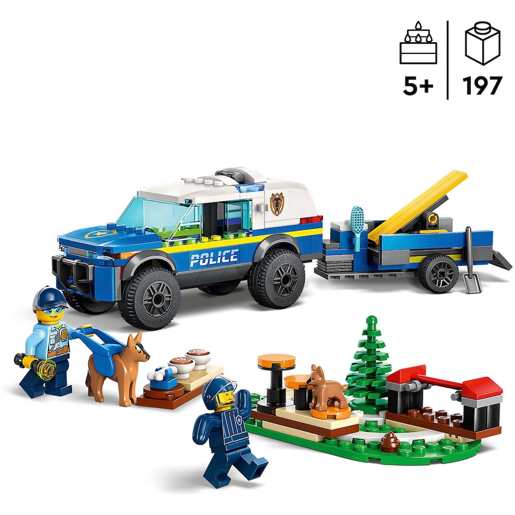LEGO® Konstruktionsspielsteine »Mobiles Polizeihunde-Training (60369), LEGO® City«, (197 St.)