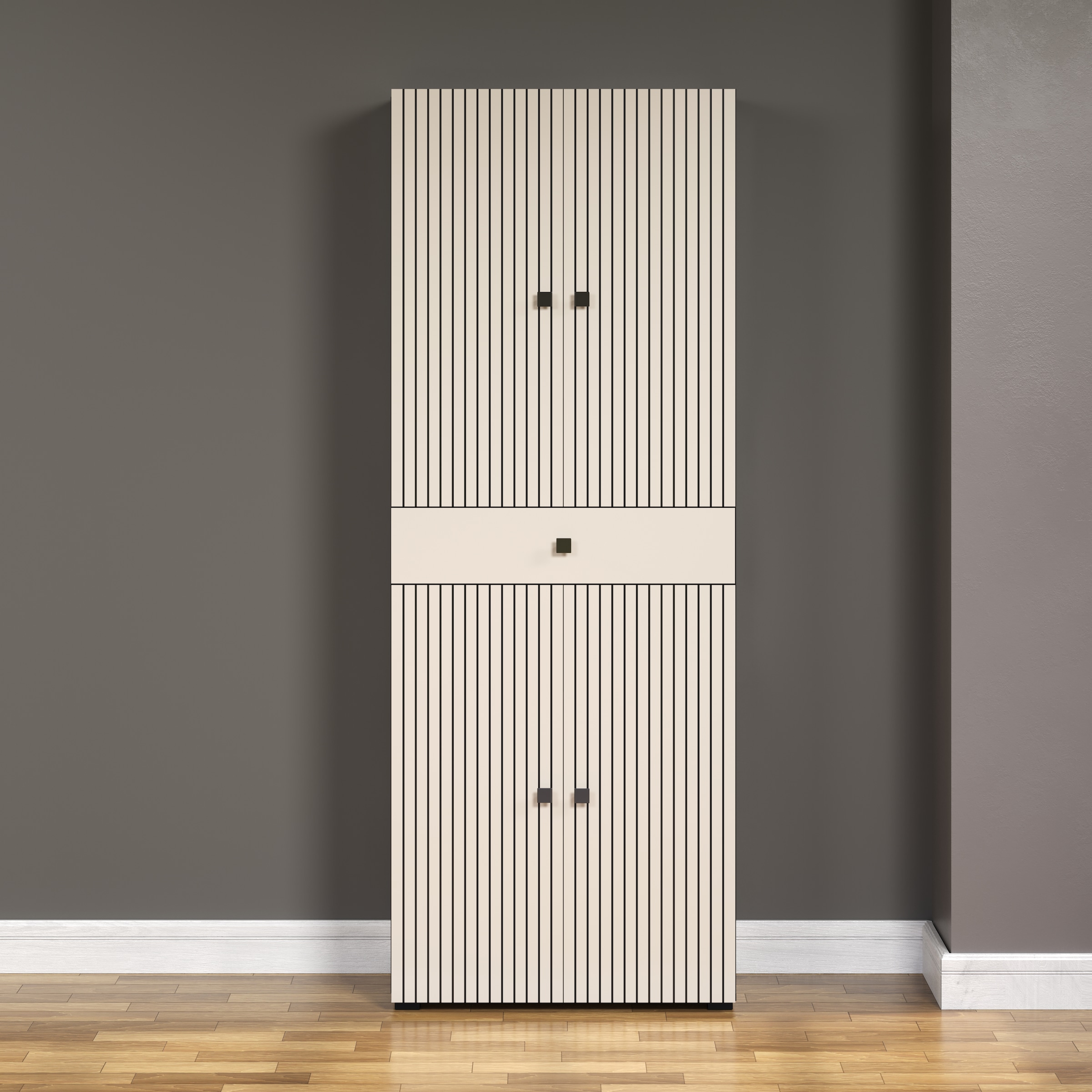 welltime Hochschrank »Amrum«, Breite 40cm, geräumiger Hochschrank Eiche Rillenoptik Badschrank