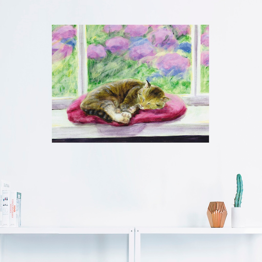 Artland Wandbild »Katze auf Gartenfensterbank«, Haustiere, (1 St.)