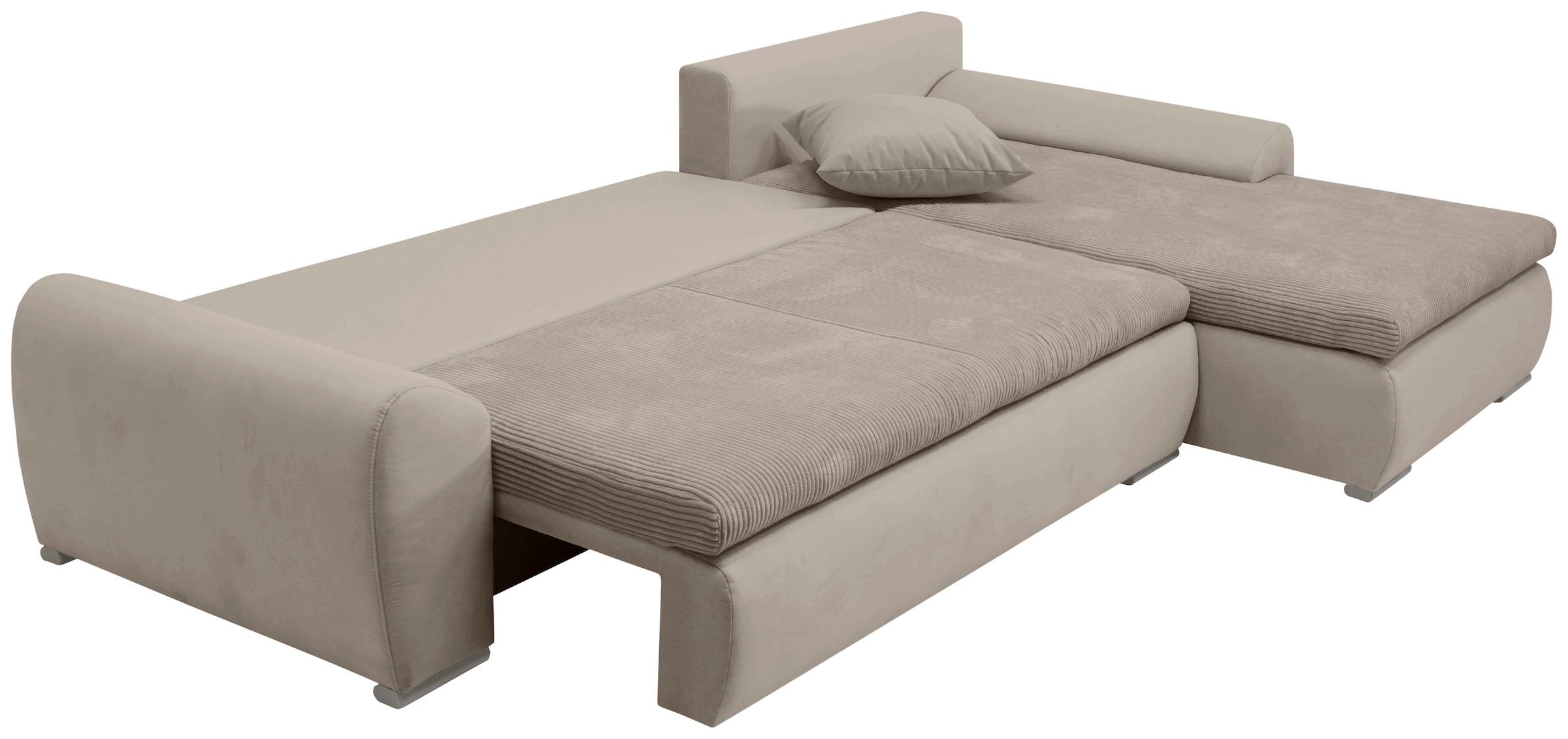 Home affaire Ecksofa »Win, L-Form, Breite 285cm«, optional mit Schlaffunktion und Bettkasten, taupe, Cord