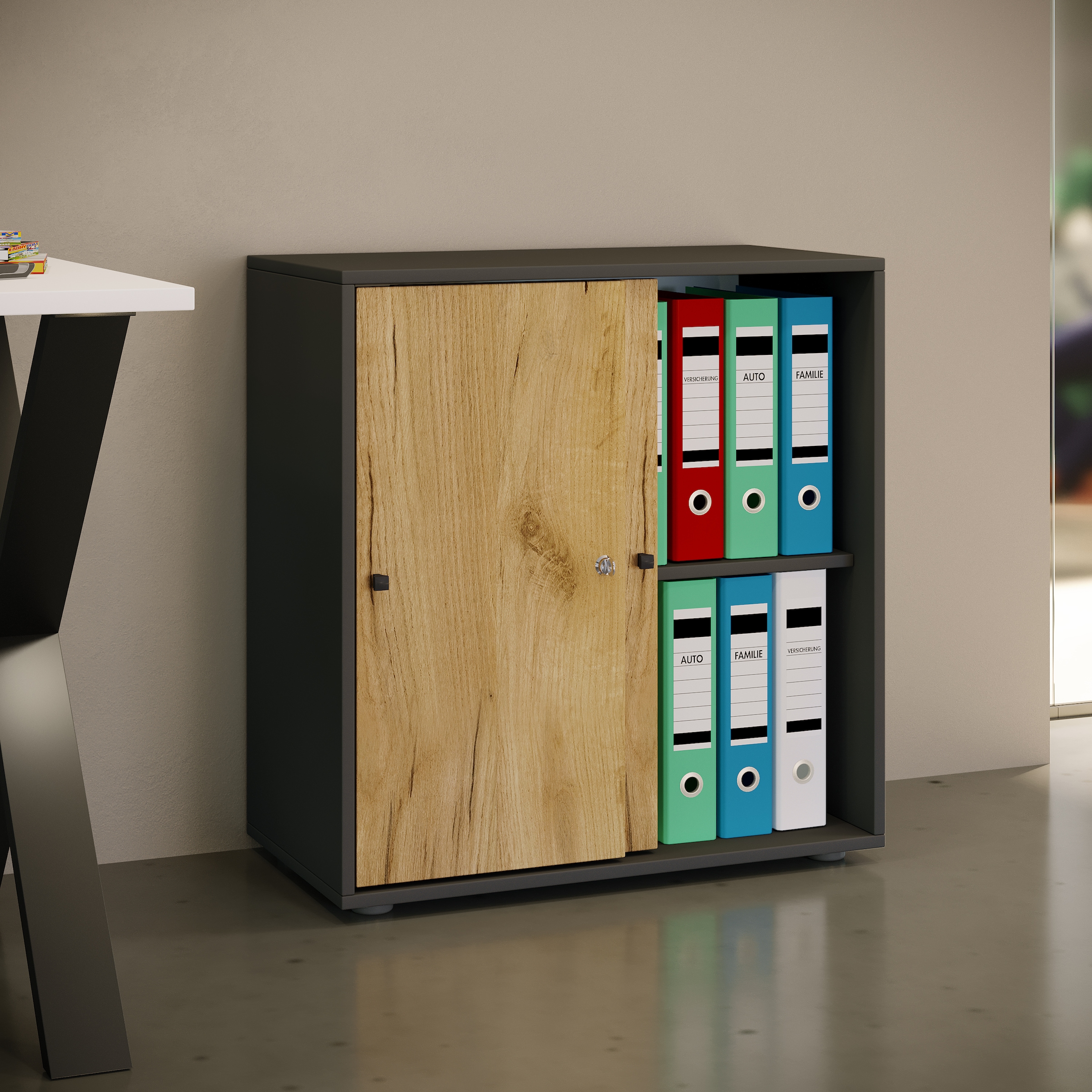 VCM Aktenschrank »Büroschrank Aktenschrank Schiebetüren Lona 2fach« 1 Stk. tlg.