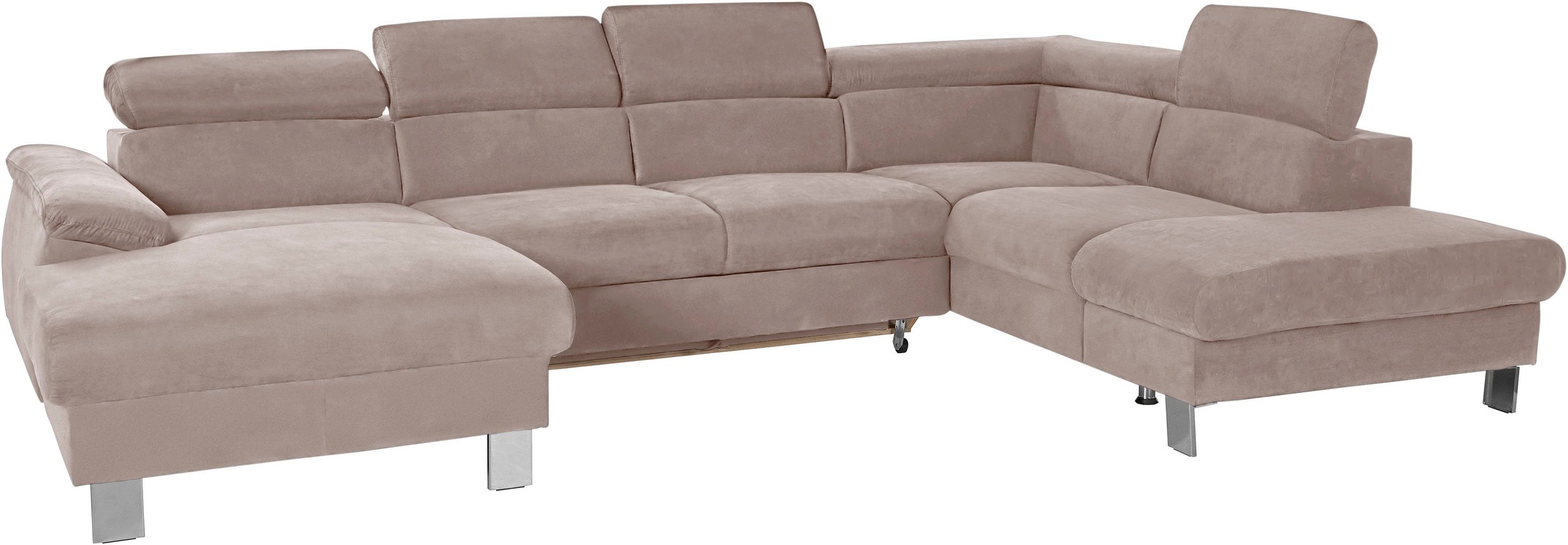 COTTA Polstergarnitur »Komaris U-Form«, (Set), Set bestehend aus: Wohnlandschaft mit Kopfteilverstellung & Hocker