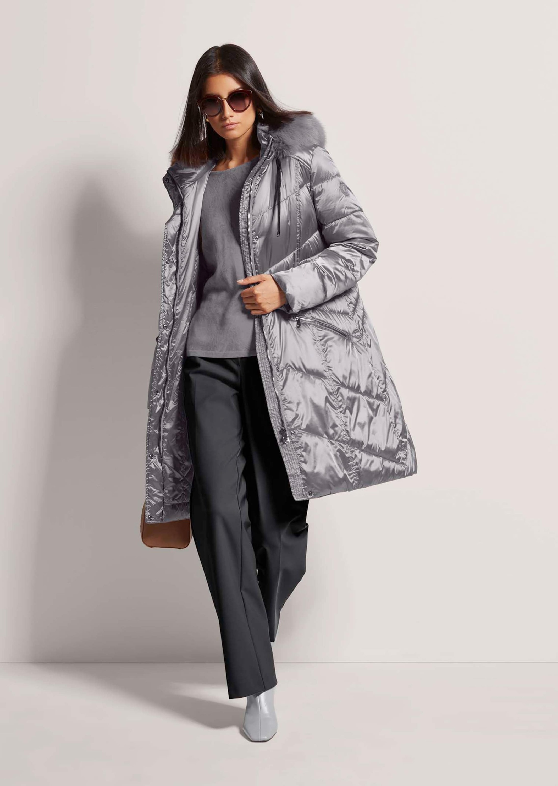 MADELEINE Steppjacke »Wintermantel Kapuzenjacke mit Fancy-Stepp« Webpelzkapuze