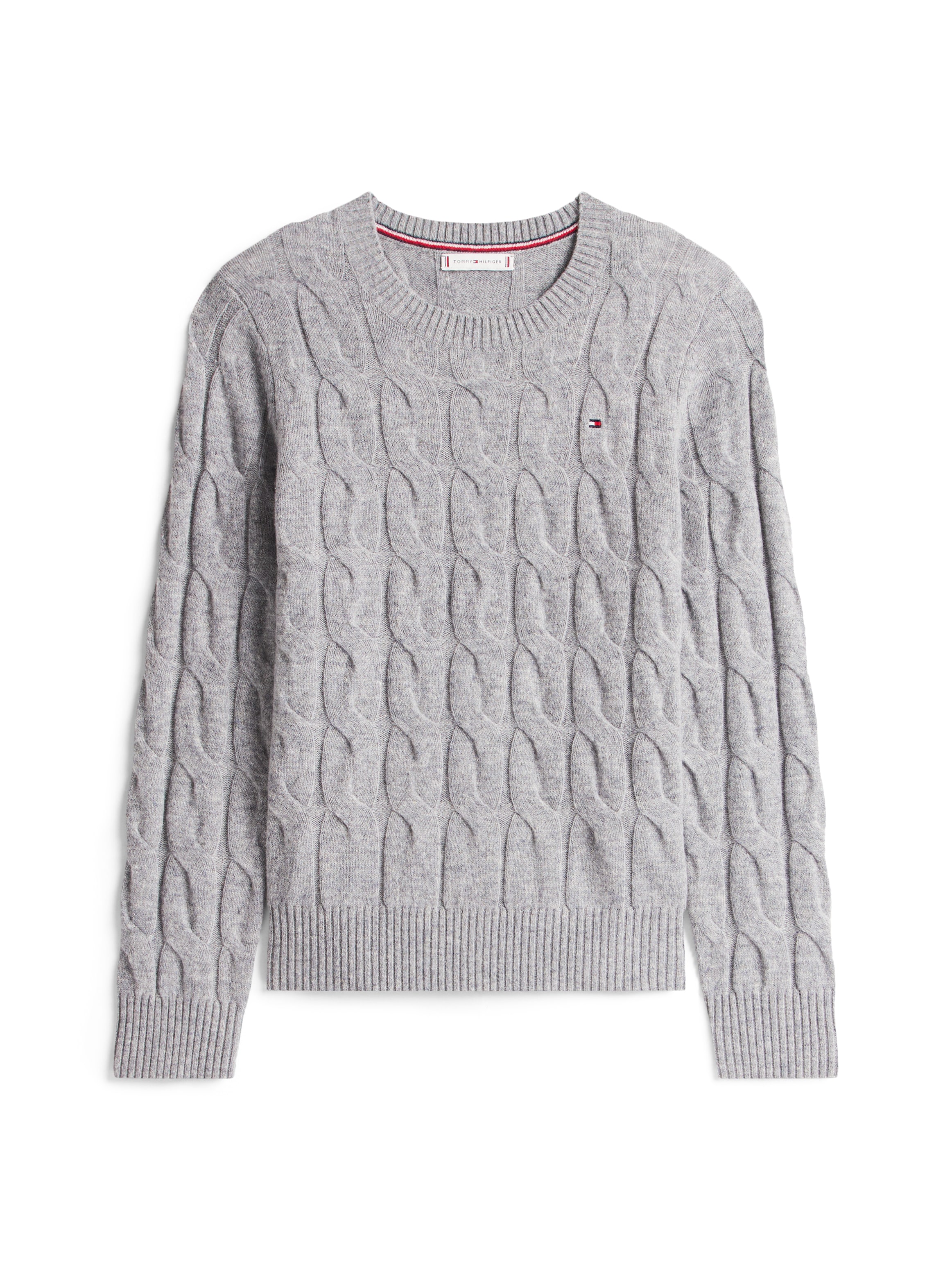 Tommy Hilfiger Strickpullover »SOFT WOOL CABLE C-NK« Wolle, mit Zopfmuster