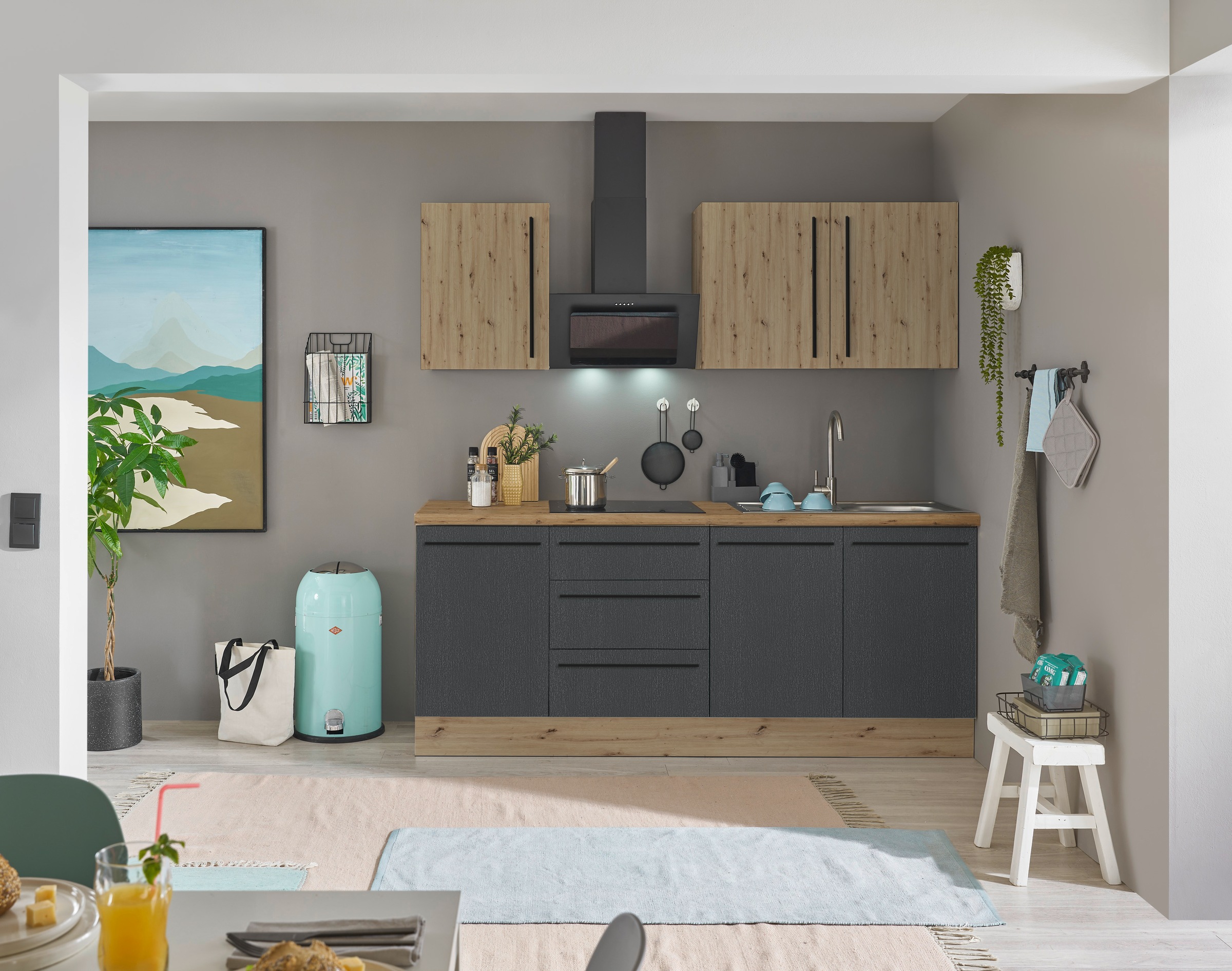 KOCHSTATION Küchenzeile »Florida«, Breite 210 cm, Softclose für Türen und Schubkästen, ohne E-Geräte