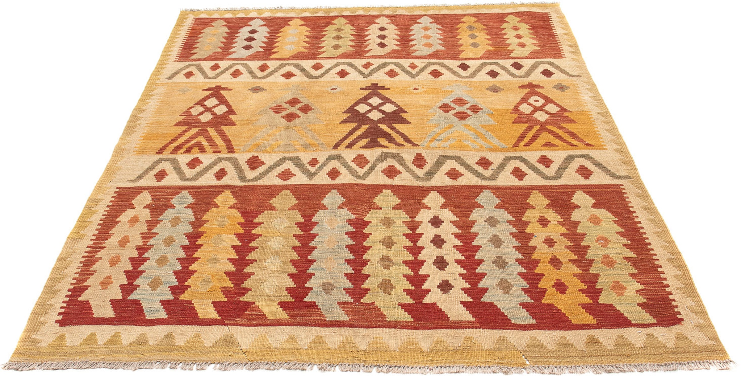 Wollteppich »Kelim - Oriental - 195 x 146 cm - mehrfarbig«, rechteckig, 4 mm Höhe,...