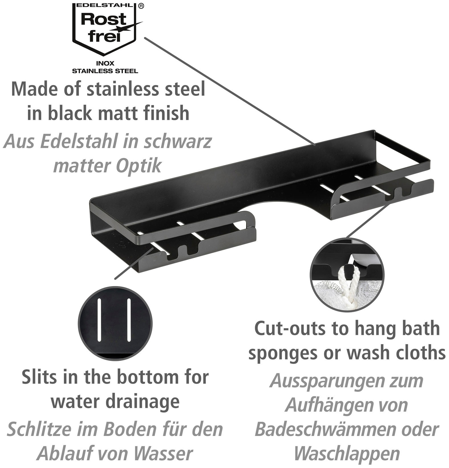 WENKO Duschablage »Turbo-Loc® Duschstangencaddy Altarella S«, Befestigen ohne Bohren