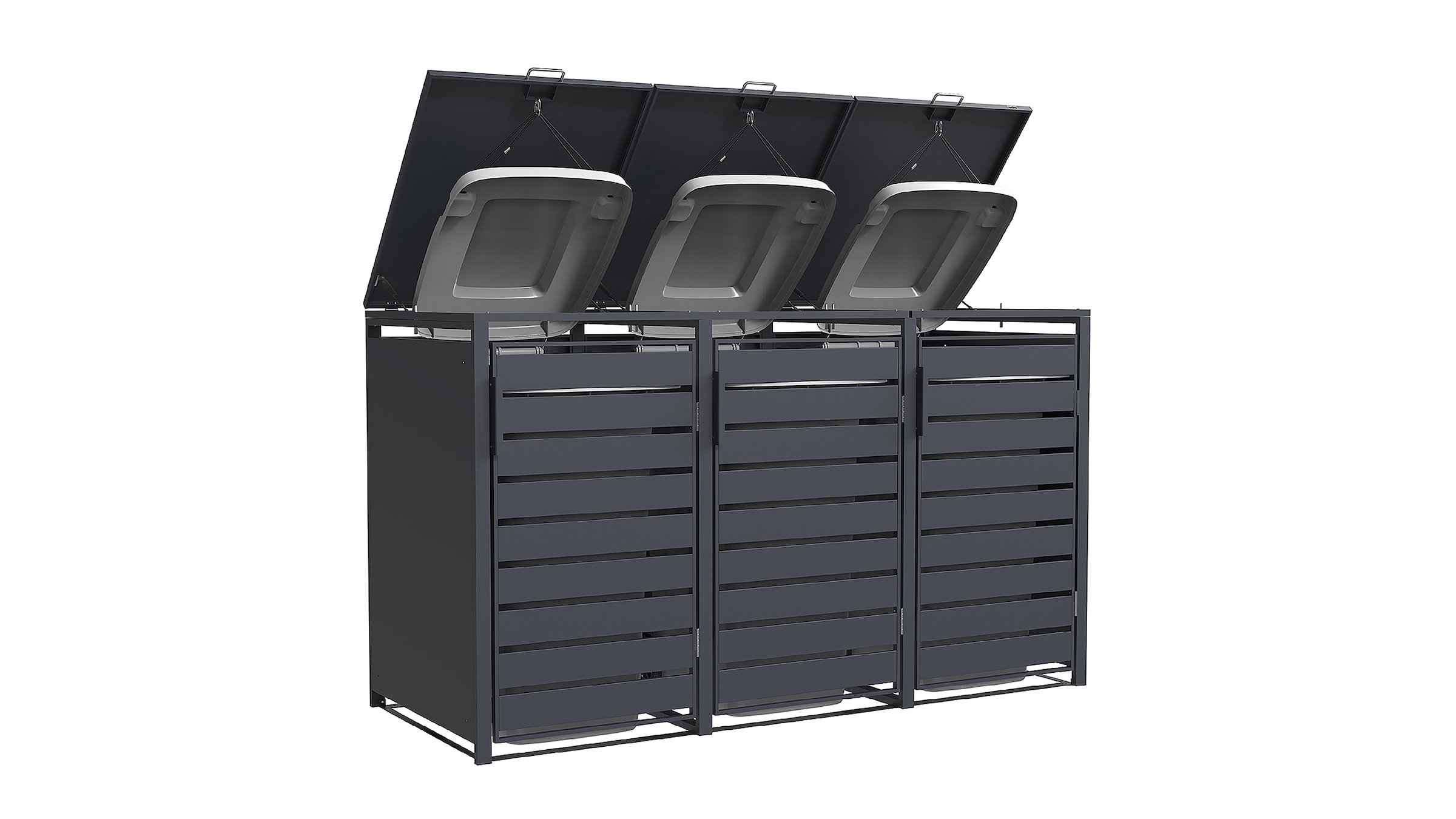 weka Mülltonnenbox »Gary« Metall pulverbeschichtet, für 3 Mülltonnen, BxTxH: 189,5x80x116 cm