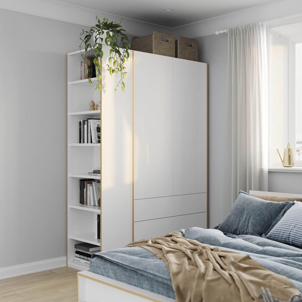 Müller SMALL LIVING Kleiderschrank »Modular Plus Variante 1«, 3 geräumige Schubladen, Anbauregal links oder rechts montierbar