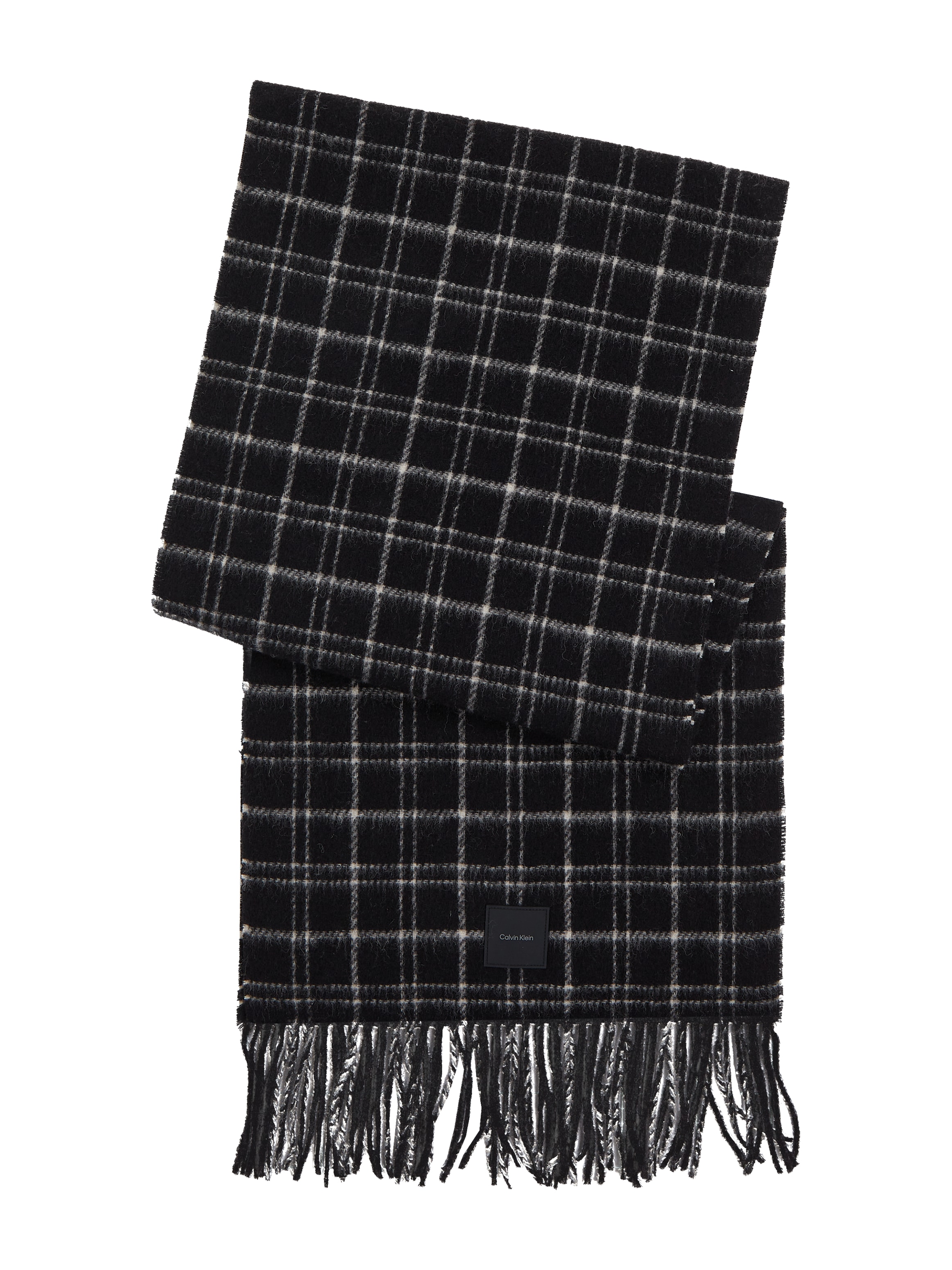 Calvin Klein Schal »MINI CHECK WOOL SCARF«, mit Logopatch
