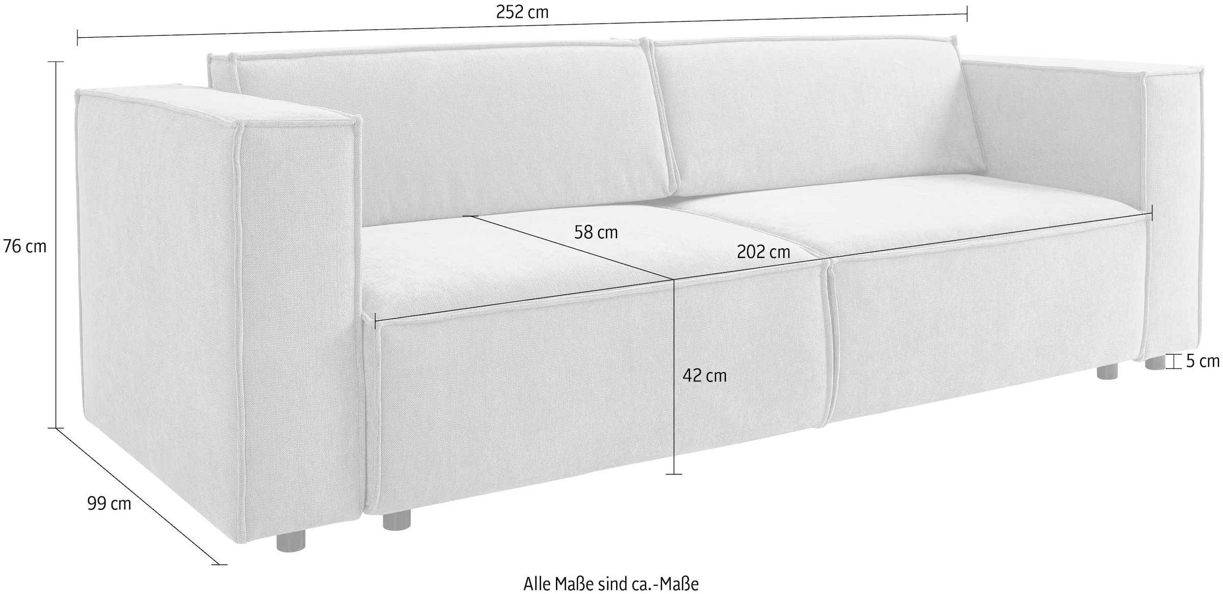WERK2 Schlafsofa »Memo Kansas Breite 252cm, mit extragroßer Liegefläche 202x152cm«