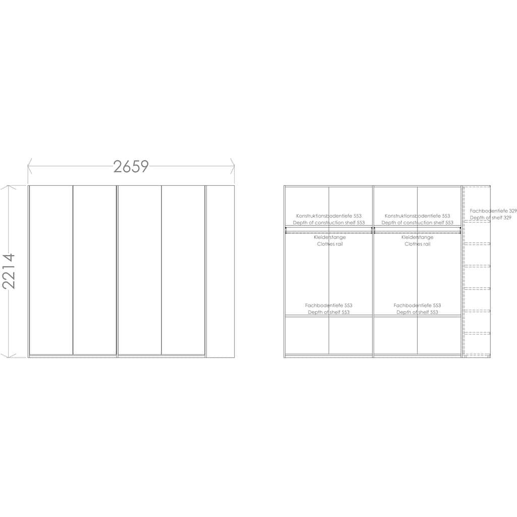 Müller SMALL LIVING Kleiderschrank »Modular Plus Variante 4«, durchgehender Boden, Anbauregal wahlweise links oder rechts montierbar