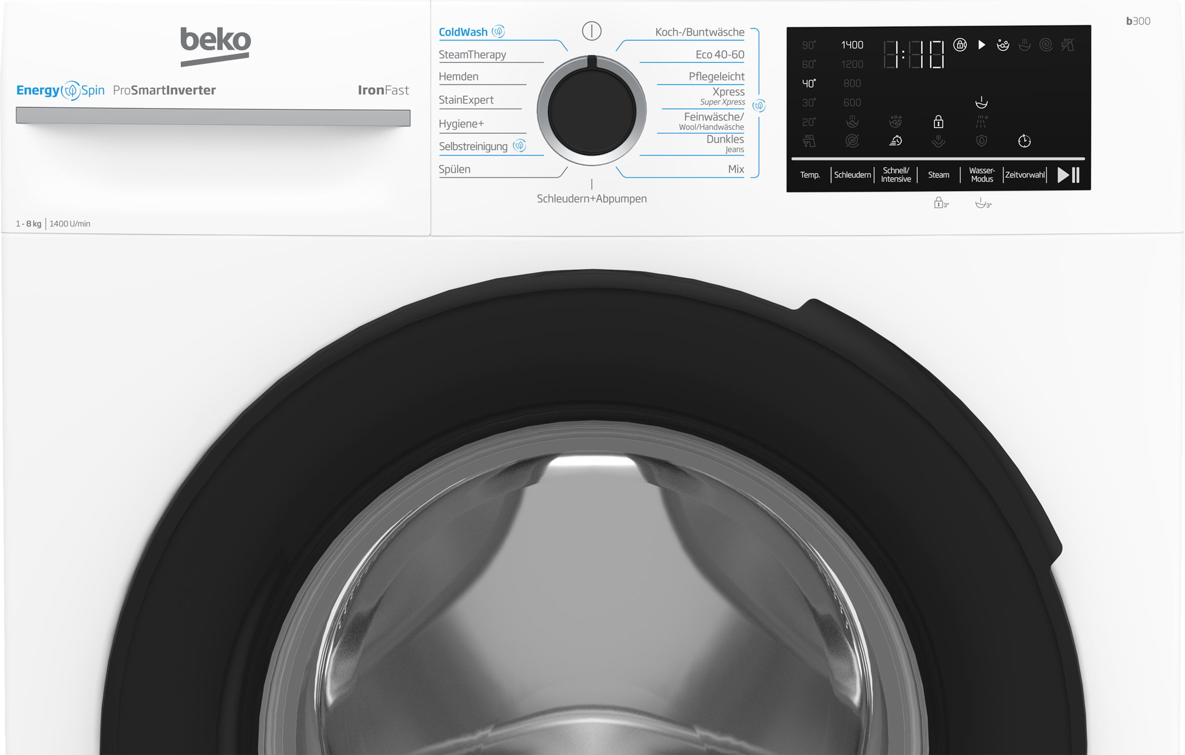 BEKO Waschmaschine »BM3WFU4841N«, 8 kg, 1400 U/min, Waschen mit EnergySpin: Bis zu 35 % Energie sparen – nicht nur in Eco