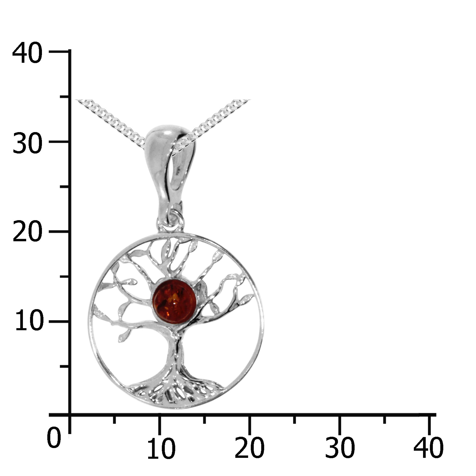 OSTSEE-SCHMUCK Kette mit Anhänger »- Lebensbaum 20 mm - Silber 925/000 - Bernstein«