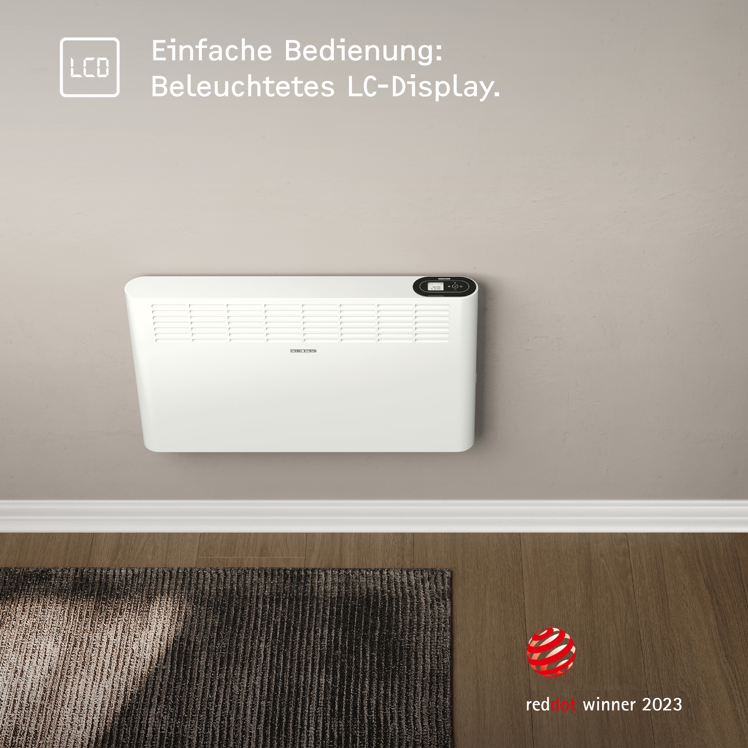 STIEBEL ELTRON Konvektor »»CNS 1500 Plus LCD«, Wandkonvektor, energiesparend, 1,5 kW«, für ca. 20 m², LCD-Display, Wochenzeitschaltuhr/-timer, LC-Display