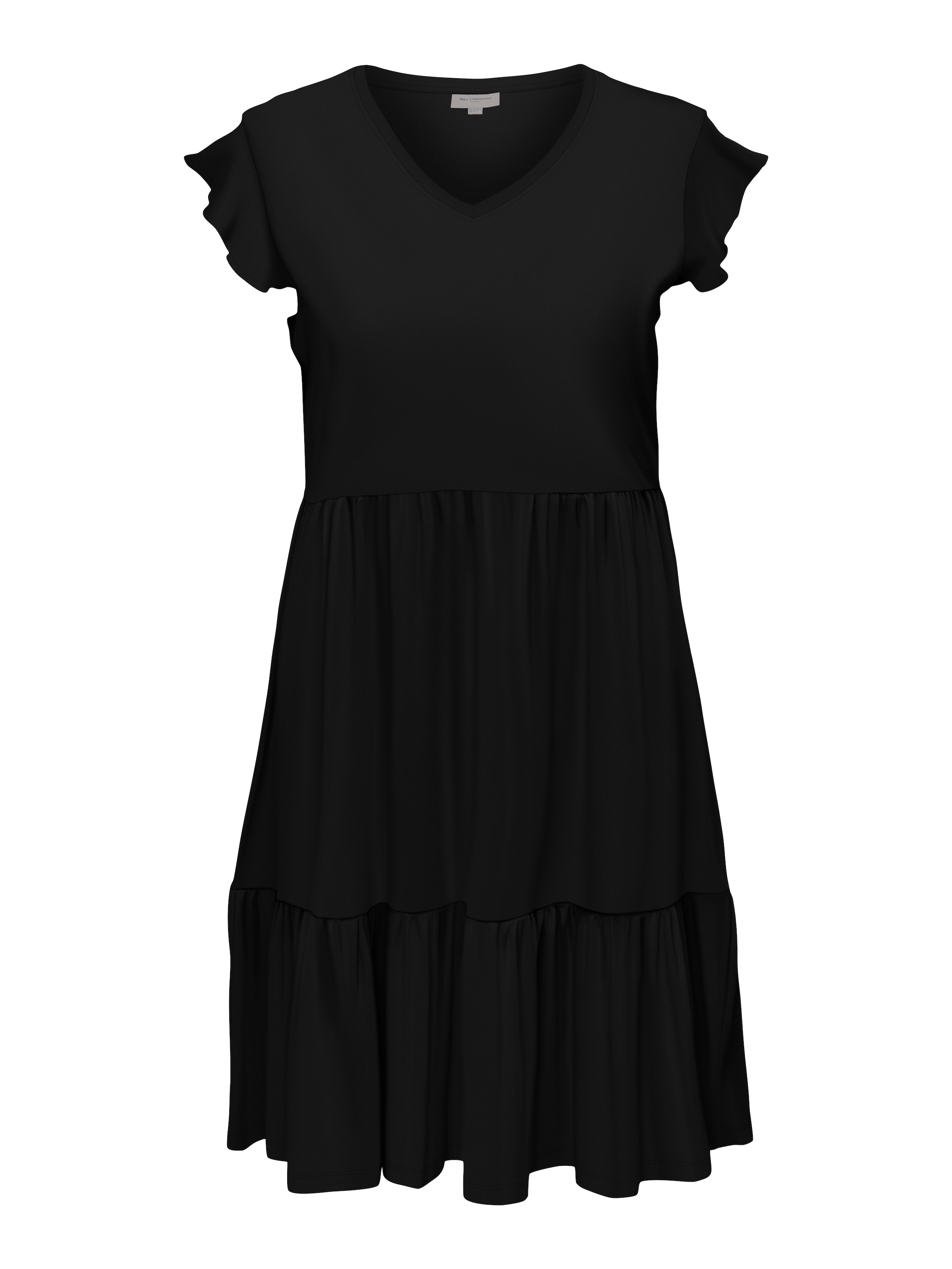 ONLY CARMAKOMA Jerseykleid »CARMAY LIFE CAP SL FRILL DRESS JRS NOOS«, mit Volant