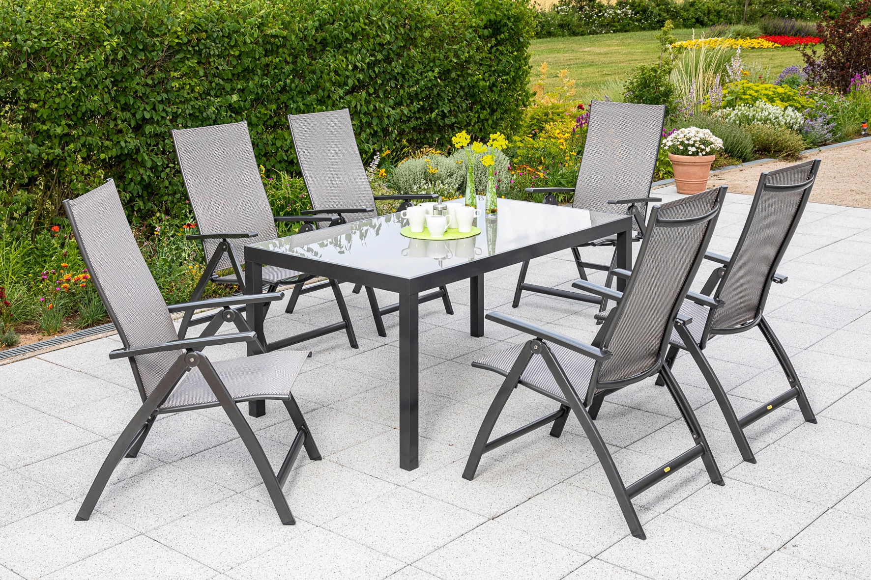 MERXX Gartenmöbelset »Vicenza«, (7 St.), 6 Klappsessel mit Tisch
