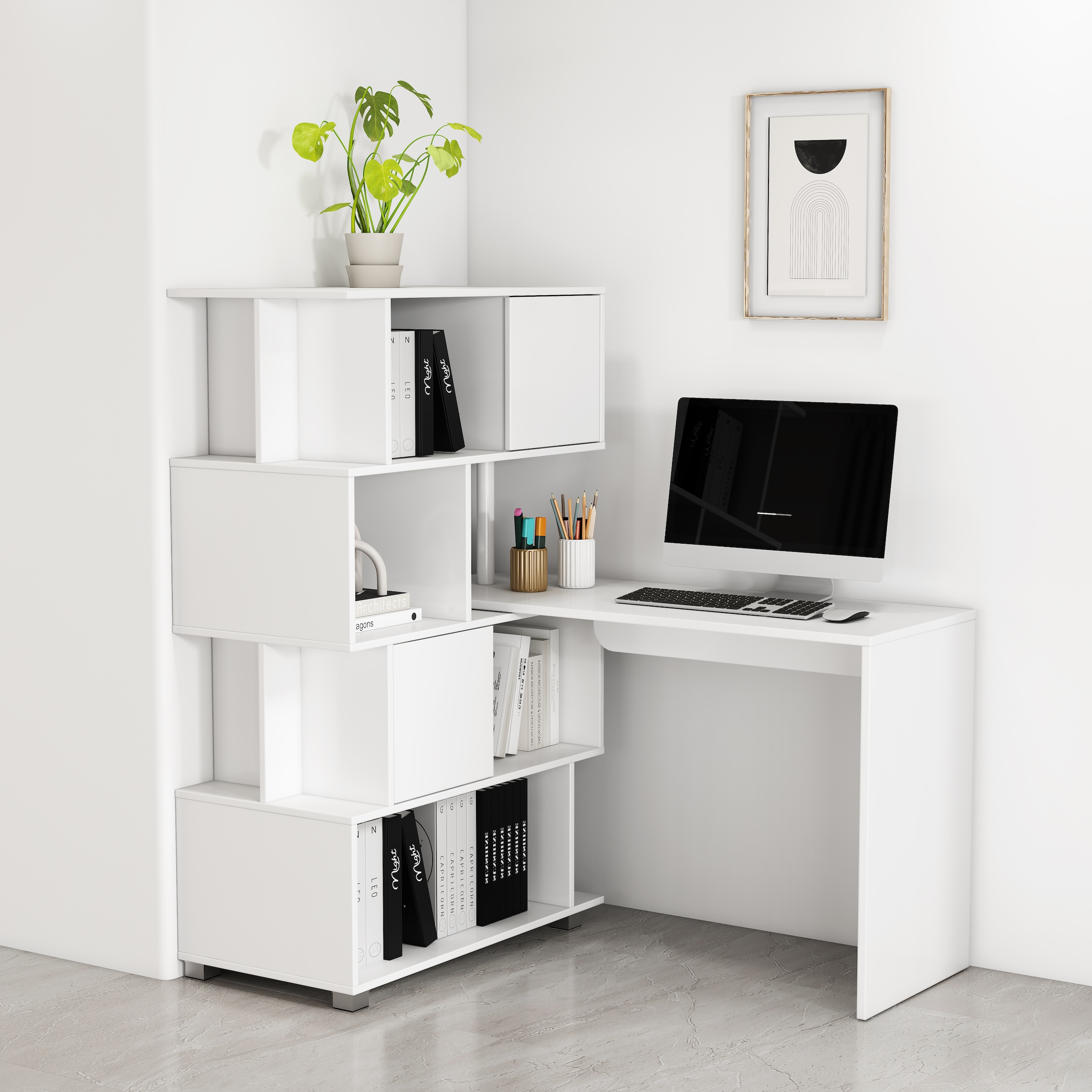 OTTO home Schreibtisch »Inovo« Set,  als Eckschreibtisch oder Schreibtisch nutzbar, viel Stauraum