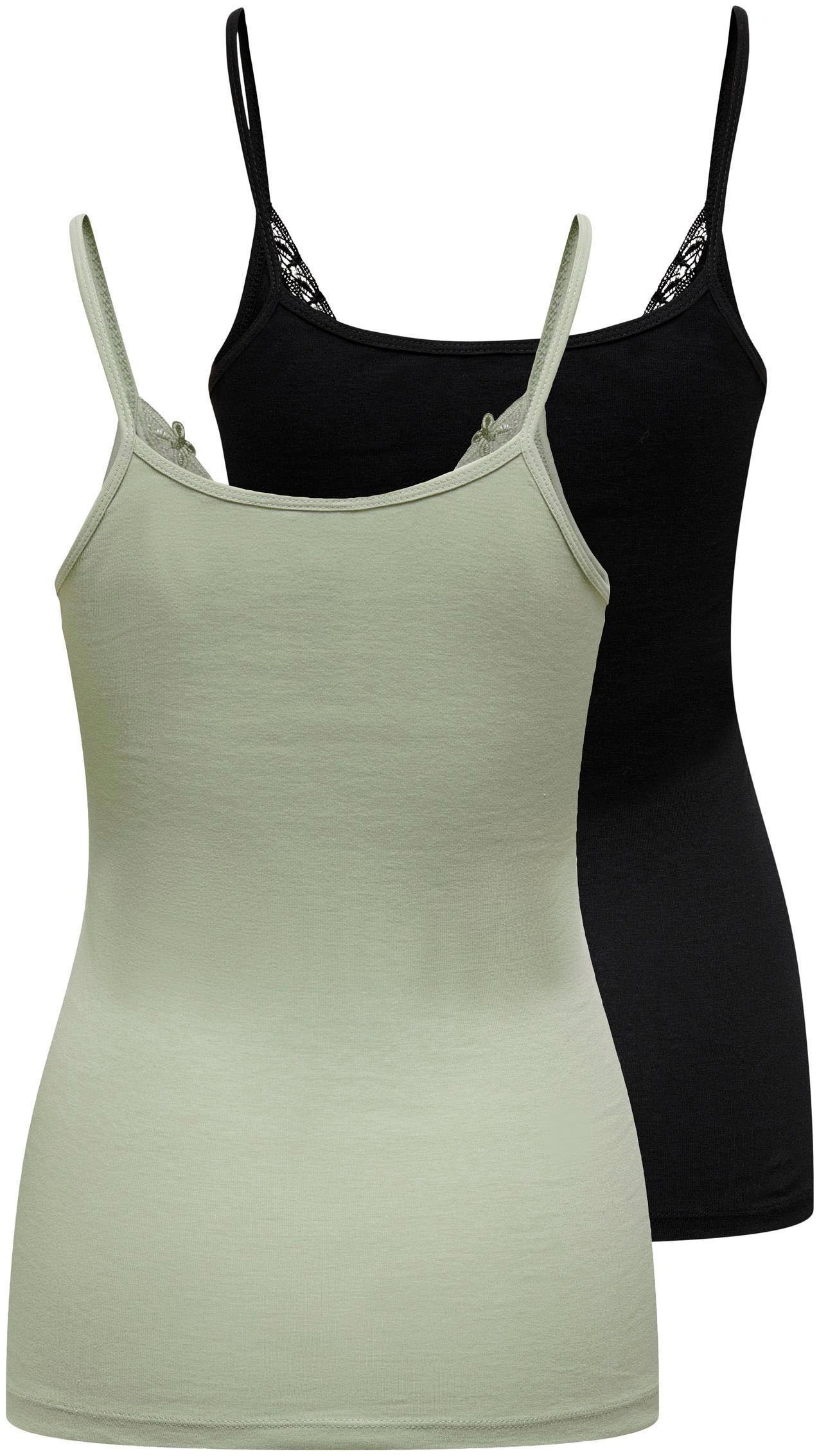 ONLY Spitzentop »ONLKIRA – Doppelpack mit Spitzendetail für feminine Looks« 2er-Pack,  figurbetont, modisch, Jersey, Baumwolle, V-Ausschnitt