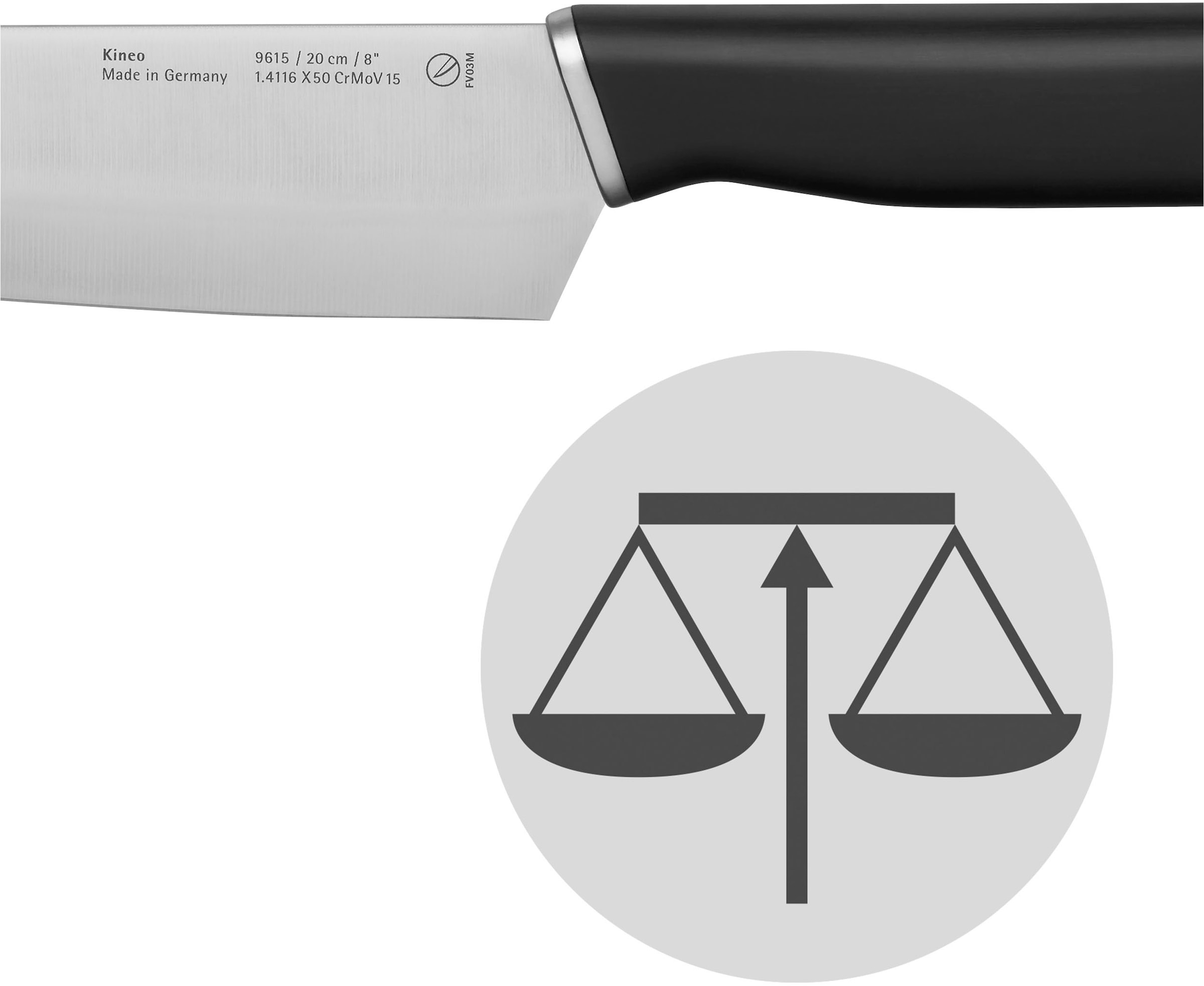 WMF Kochmesser »Kineo«, (1 tlg.), 20 cm, hochwertiger Edelstahl, ausgezeichnete Balance, ergonomisch
