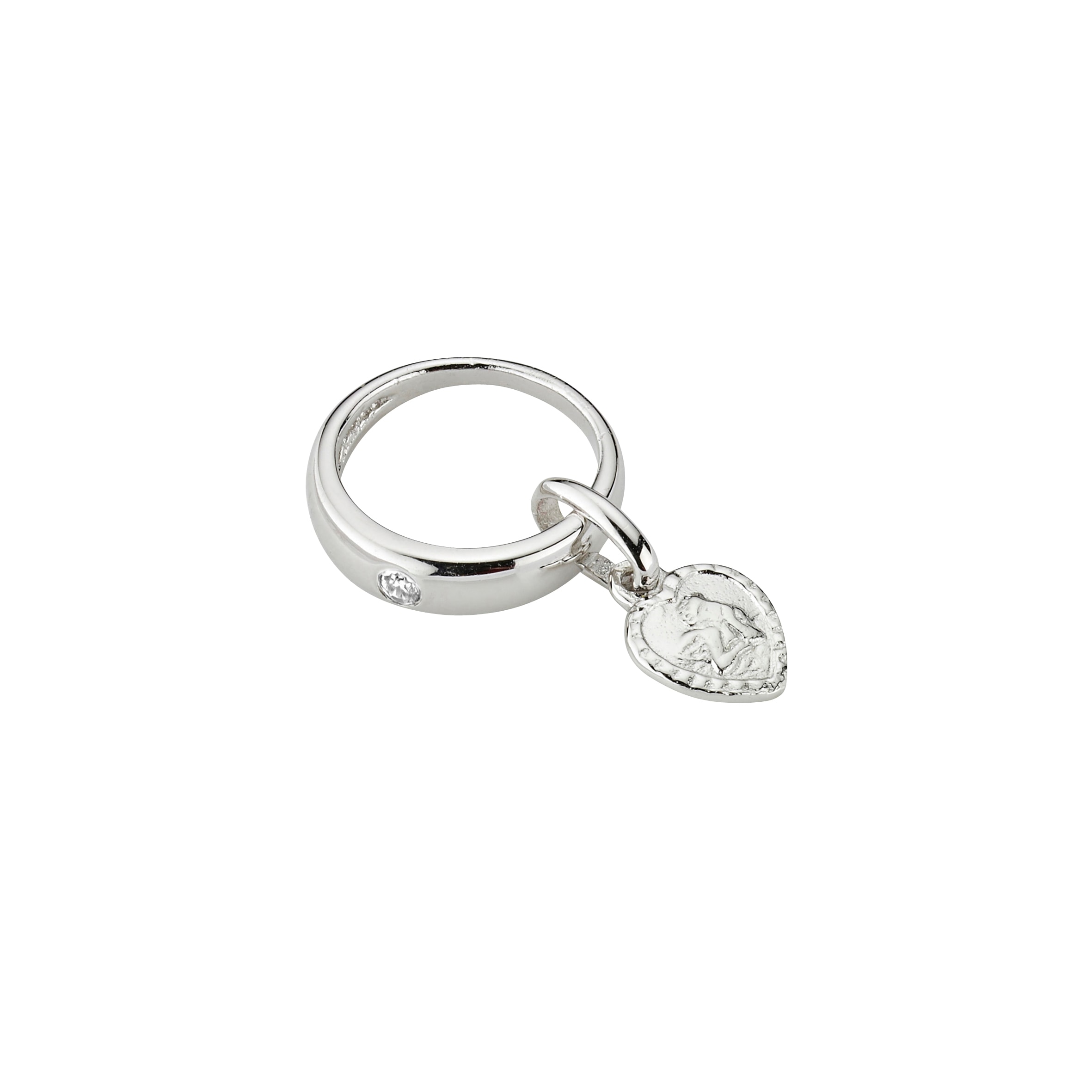 Firetti Kettenanhänger »Schmuck Geschenk Silber 925 Anhänger Taufring Herz mit Engelmotiv«  mit Zirkonia (synth.)