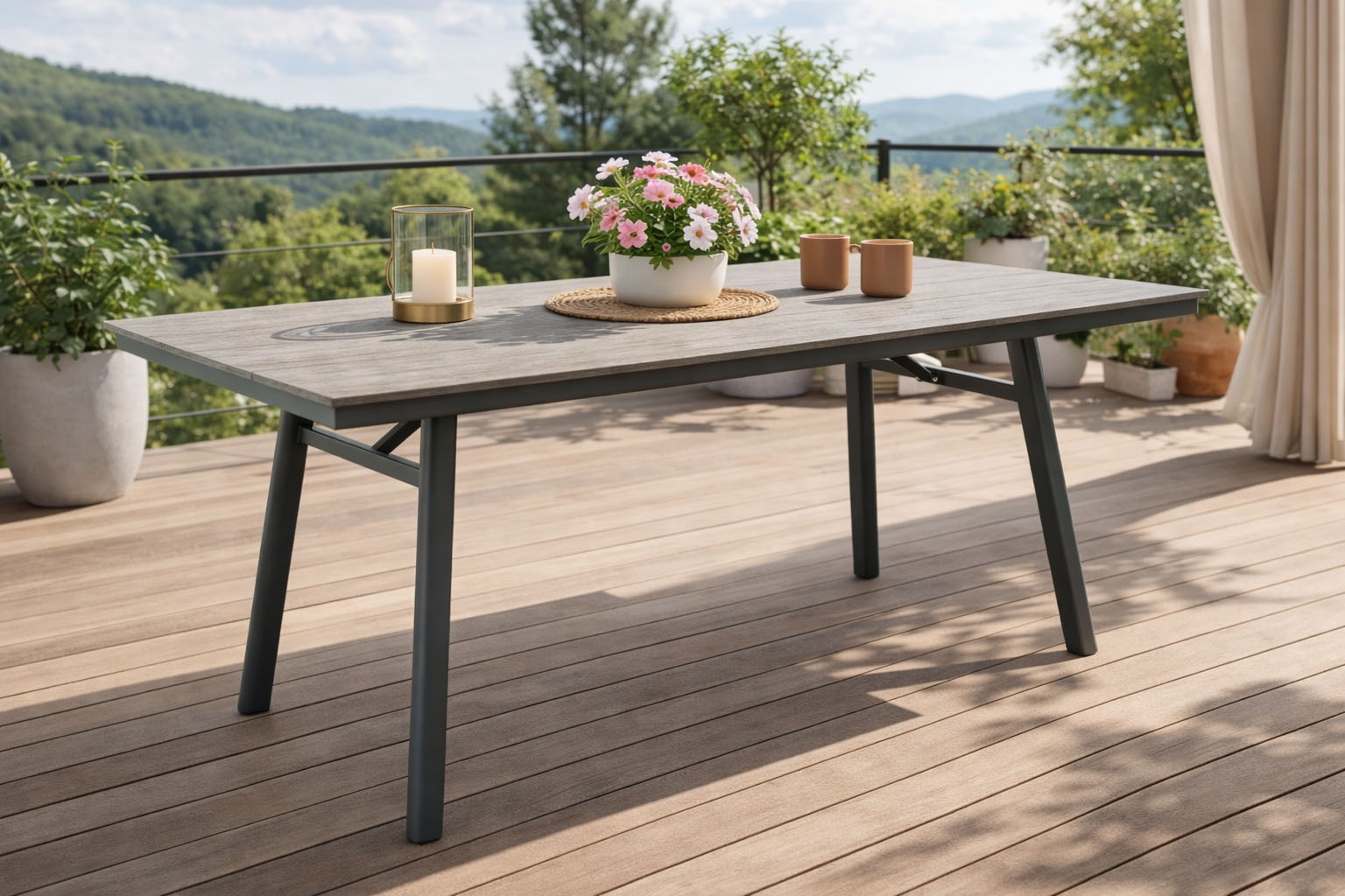 Destiny Garten-Essgruppe »LUCCA SAN MARINO 4 Se + Tisch RE 180x90cm, grau« Set,  Aluminium, Rope, Polywood