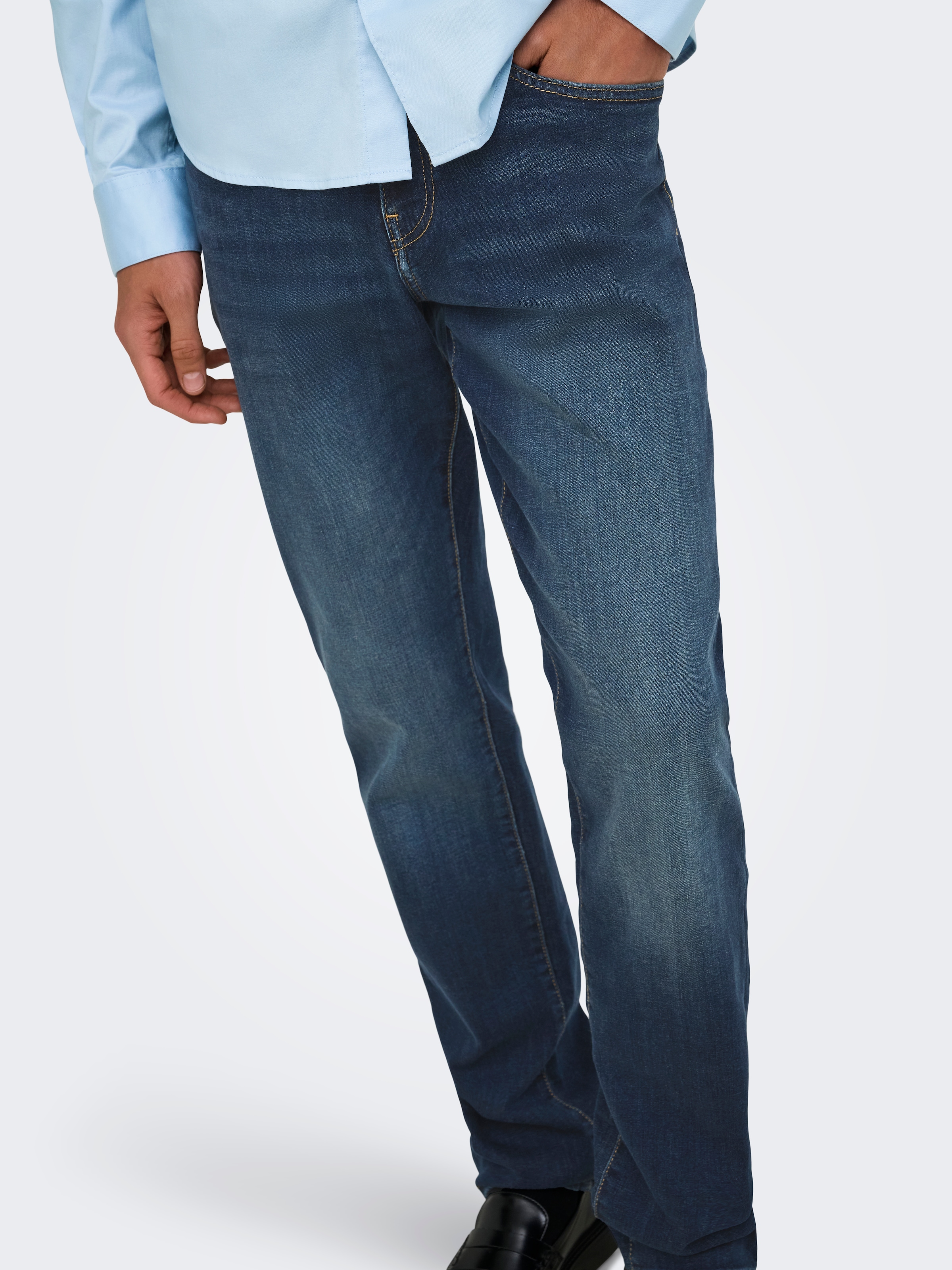 ONLY & SONS Straight-Jeans »ONSWEFT REG. MBD 5094 TAI DNM NOOS« Baumwollmischung, straight fit