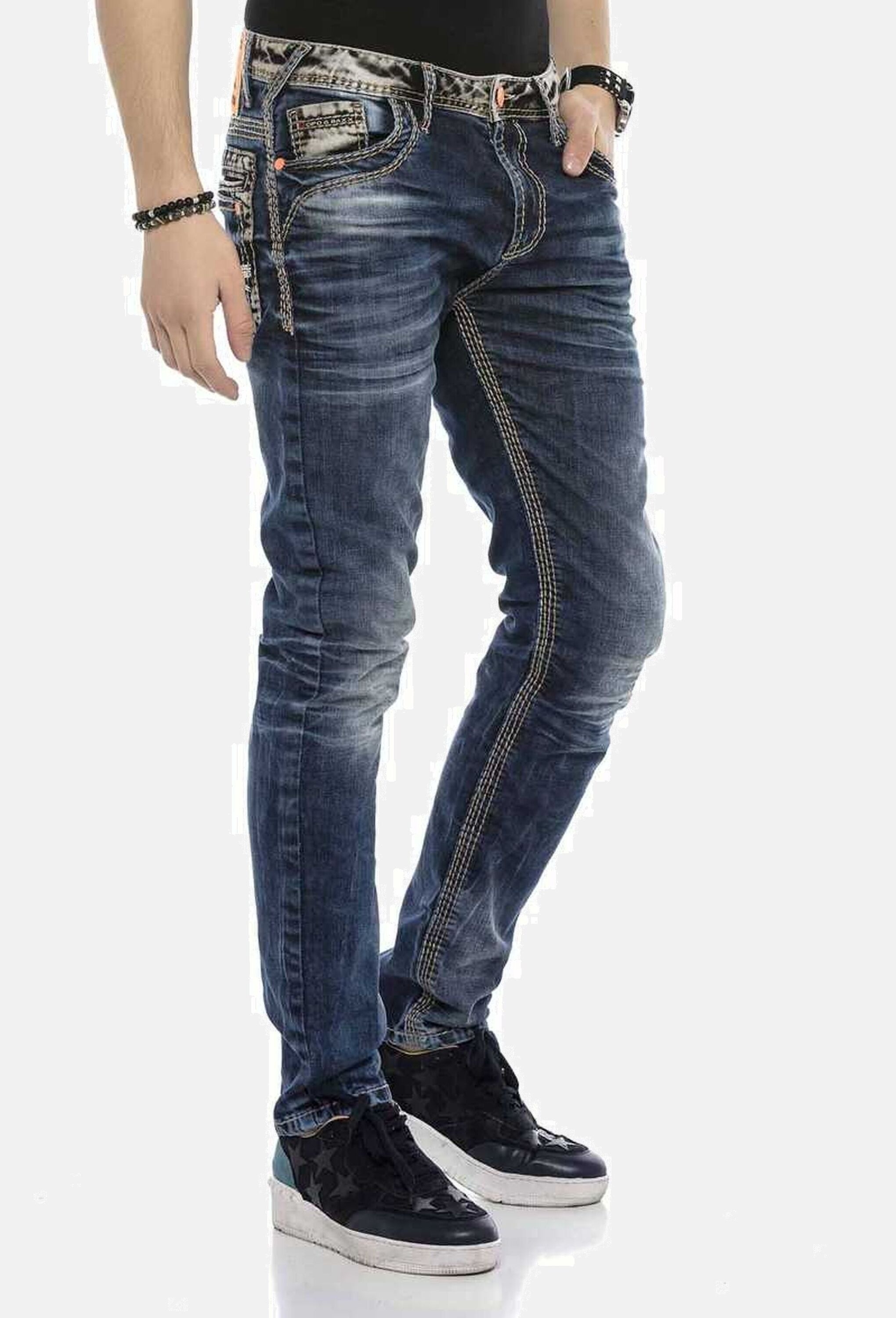 Cipo & Baxx Regular-fit-Jeans »Cipo & Baxx Jeans DENIM« bequeme Jeans mit breiten Ziernähten, CD593