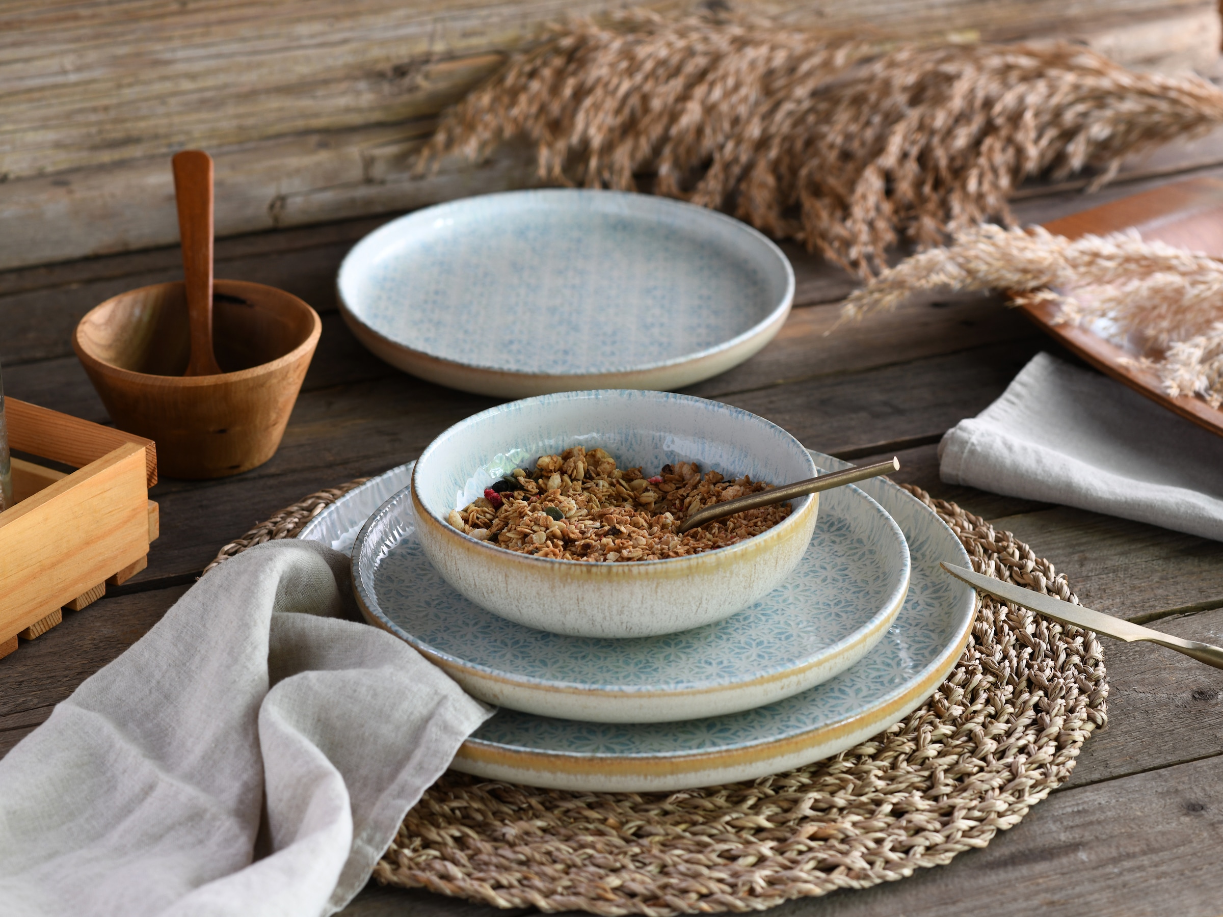 CreaTable Teller-Set »Uno Emiliana, Teller Set 12-tlg« Shabby Look, Vintage Style