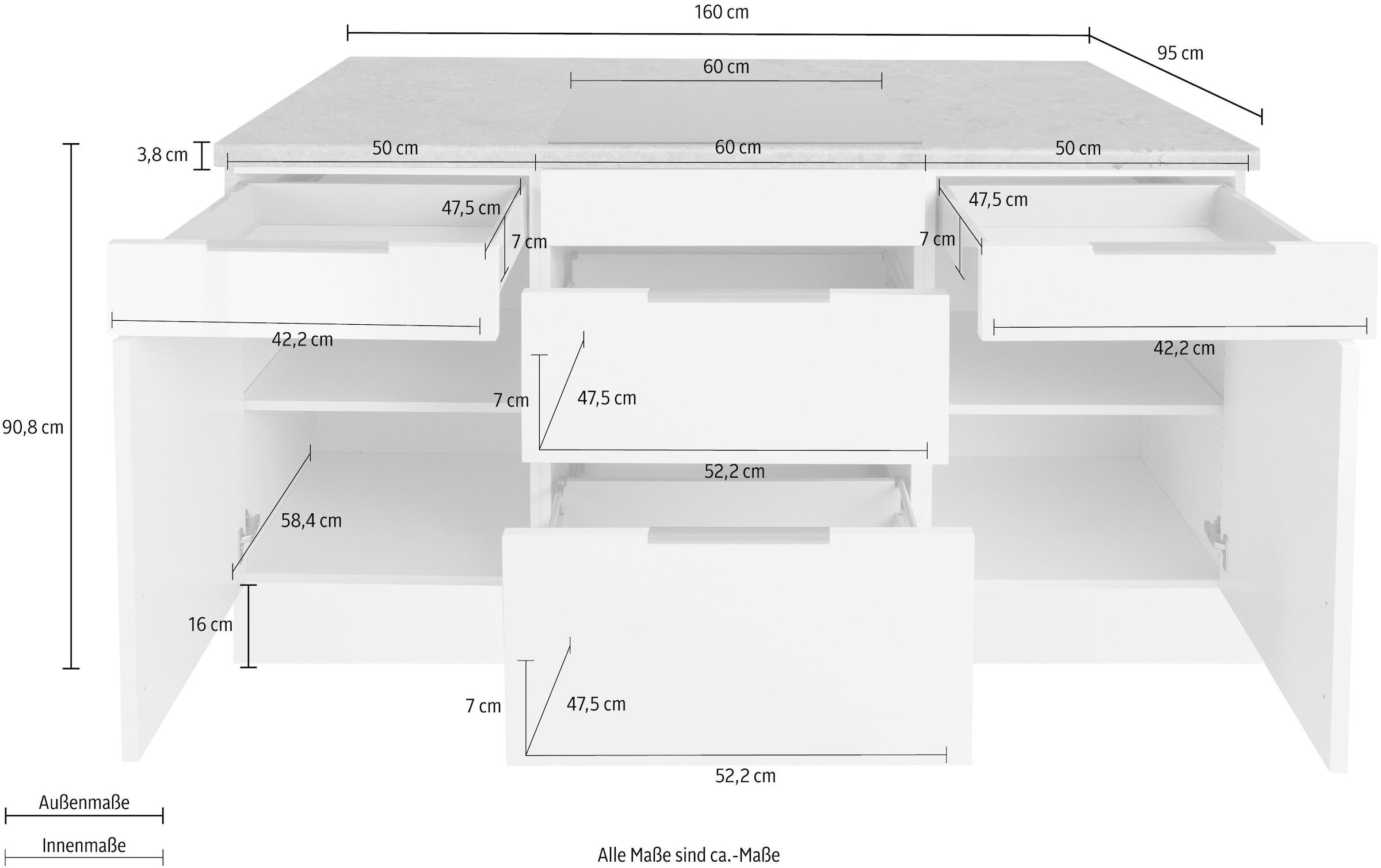 OPTIFIT Kücheninsel »Tara«, mit Vollauszügen und Soft-Close-Funktion,  Stellbreite 160 x 95 cm bestellen online bei OTTO