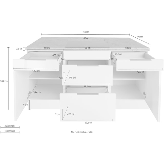 OPTIFIT Kücheninsel »Tara«, mit Vollauszügen und Soft-Close-Funktion,  Stellbreite 160 x 95 cm bestellen online bei OTTO