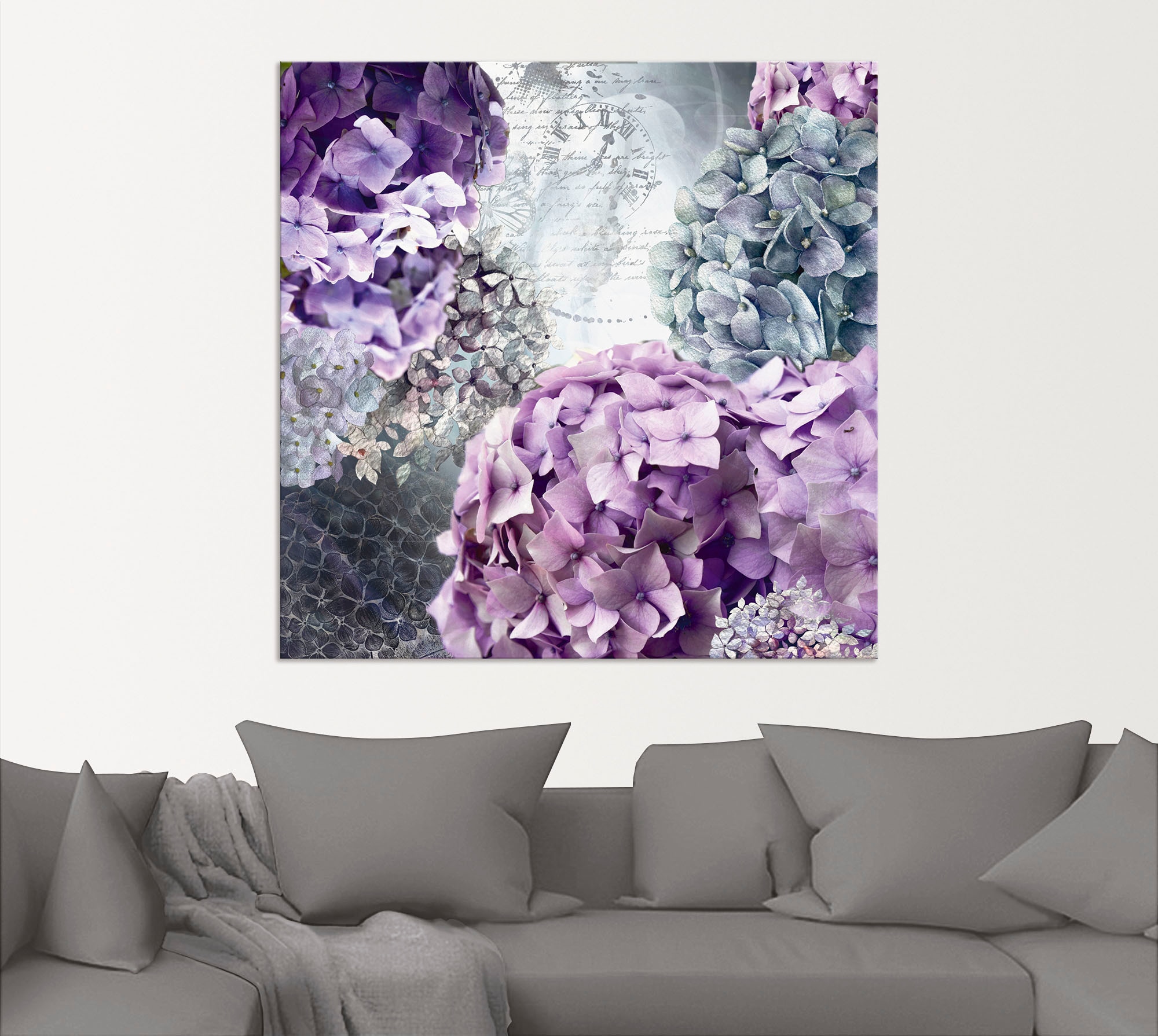 Artland Wandbild »Blau und Grau Hortensie«, Blumen, (1 St.), als Alubild, Outdoorbild, Leinwandbild, Poster in verschied. Größen