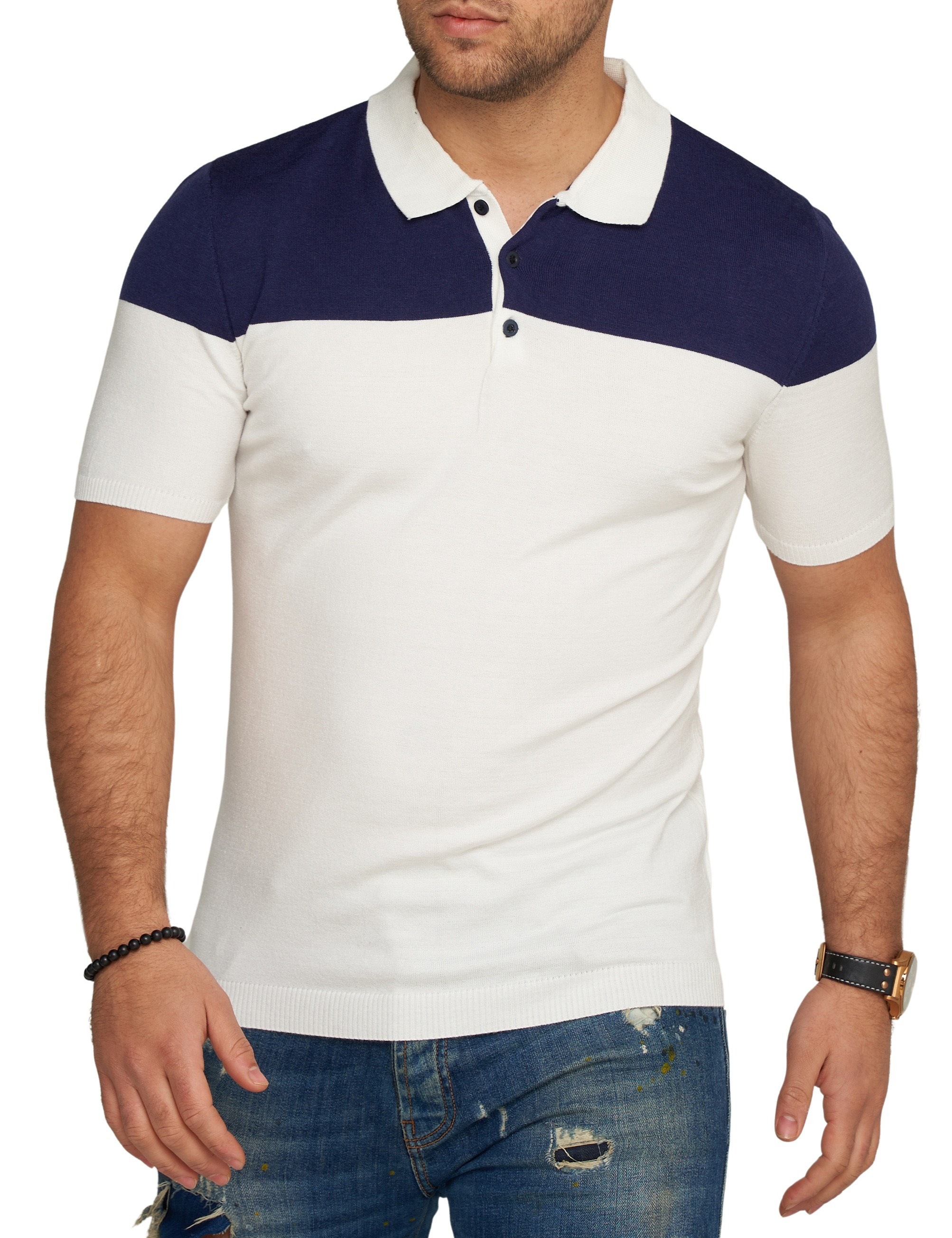 CARISMA Poloshirt »CARISMA Poloshirt CRPARATI« Strick Kurzarm Polo T-Shirt Color-Block