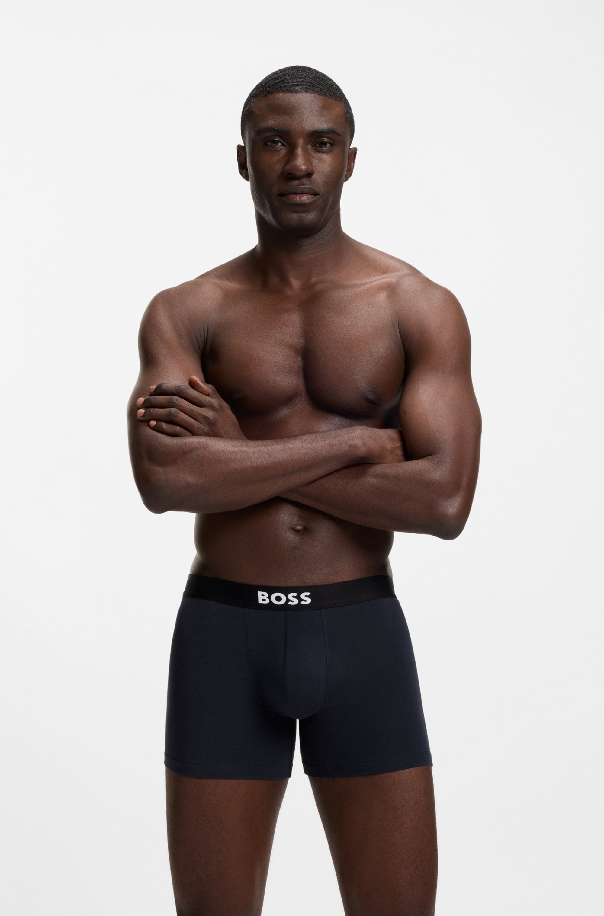 BOSS Boxershorts »Boxer Brief 3P BOSS ONE« 3 Stk. elastischer Bund mit Logo, 1x gemustert, 2x uni