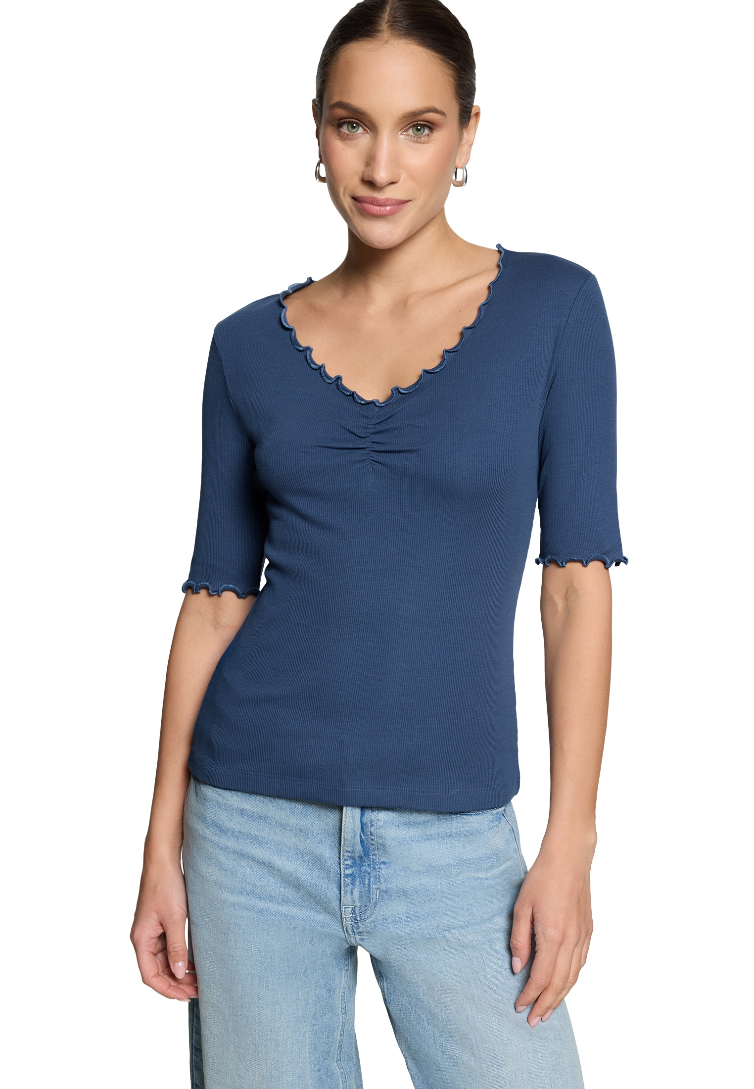 Zero T-Shirt »Halbarm-Shirt mit Raffung«