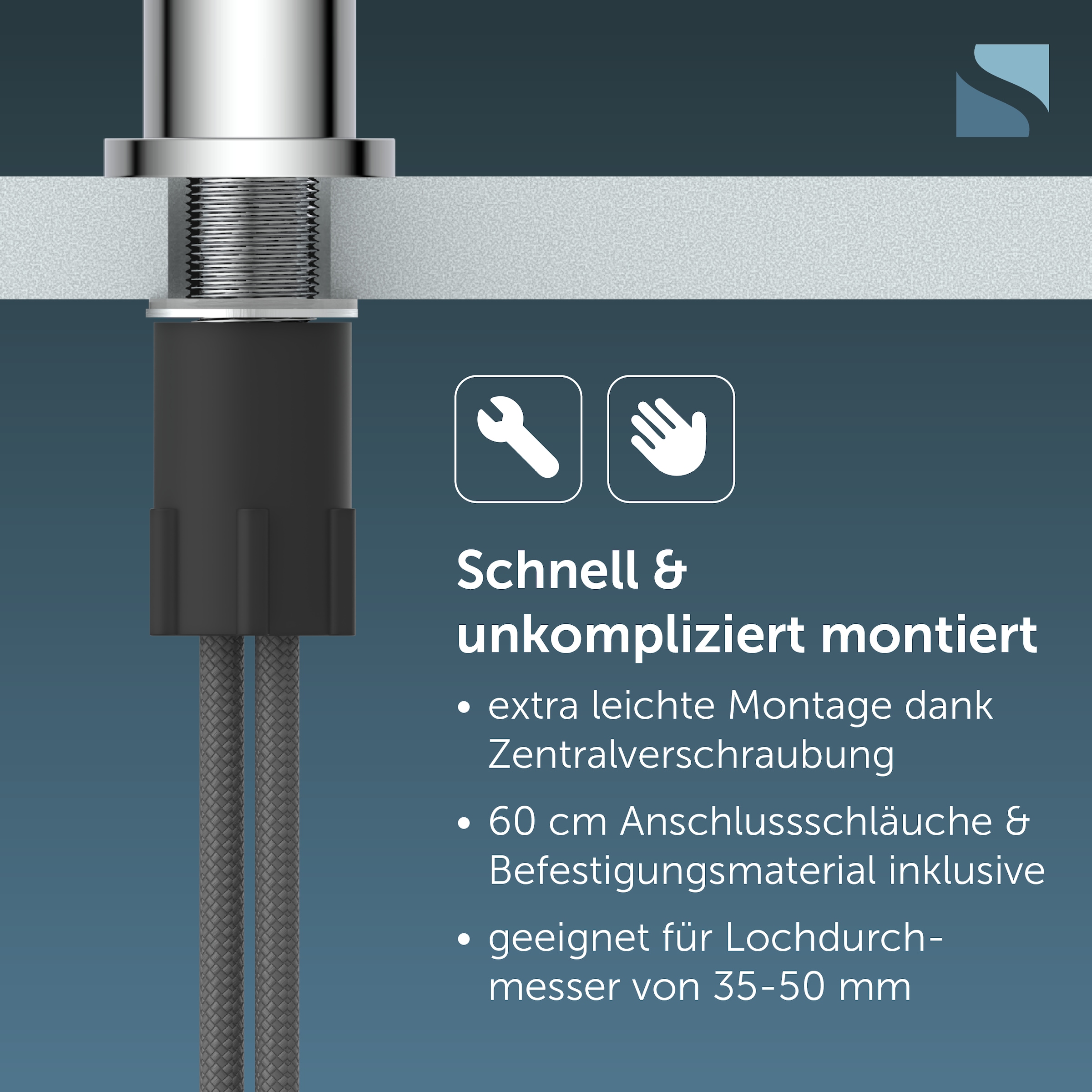 Schütte Spültischarmatur »CORNWALL« energiesparende Cold-Start-Funkt., 360° schwenkbar, 2-fach verstellbar