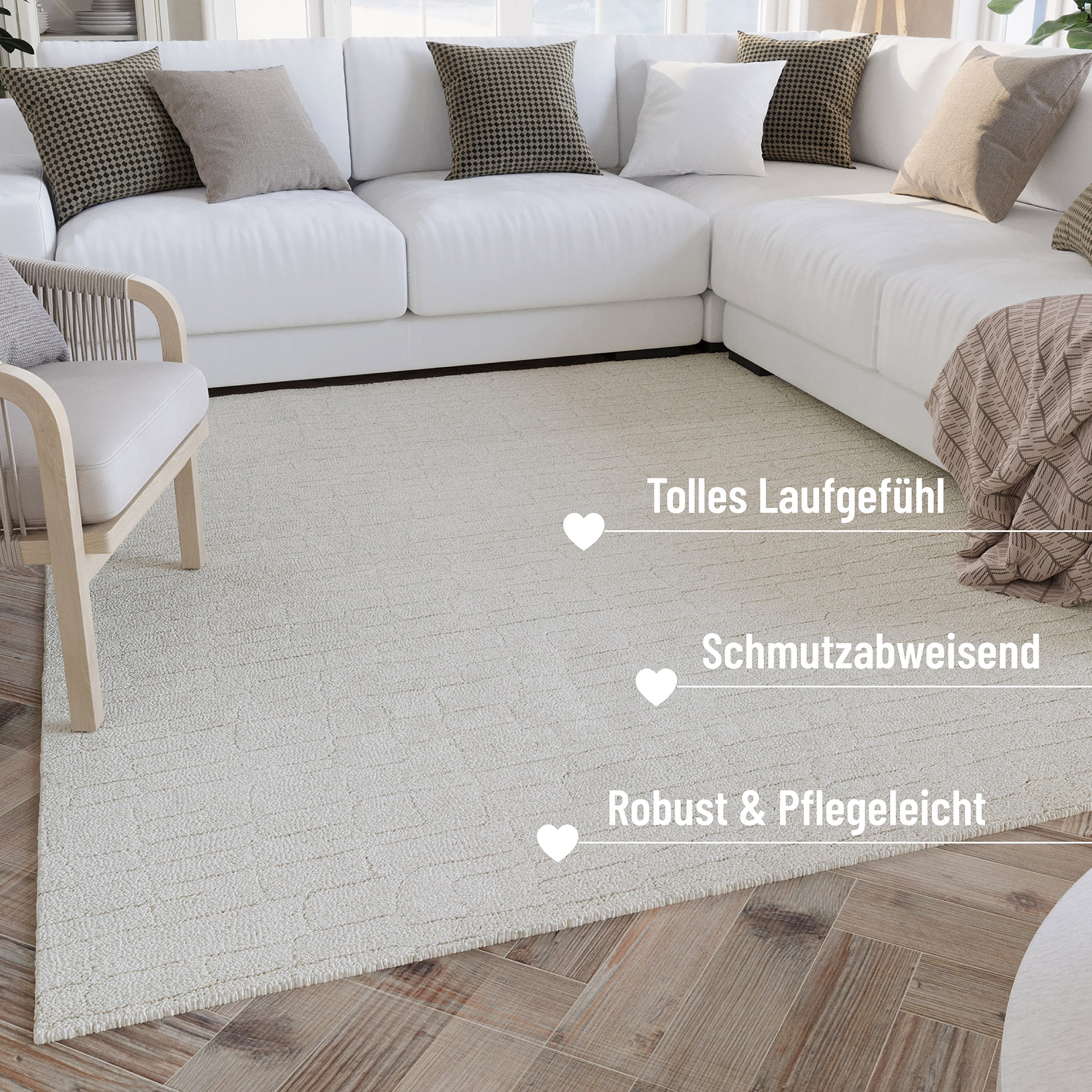 Wecon home Teppich »Hamptons THIRTYONE«, rechteckig, 15 mm Höhe, Läufer, Kurzflor, Wohnzimmer, Schlafzimmer, elegant, Krokodil-Design