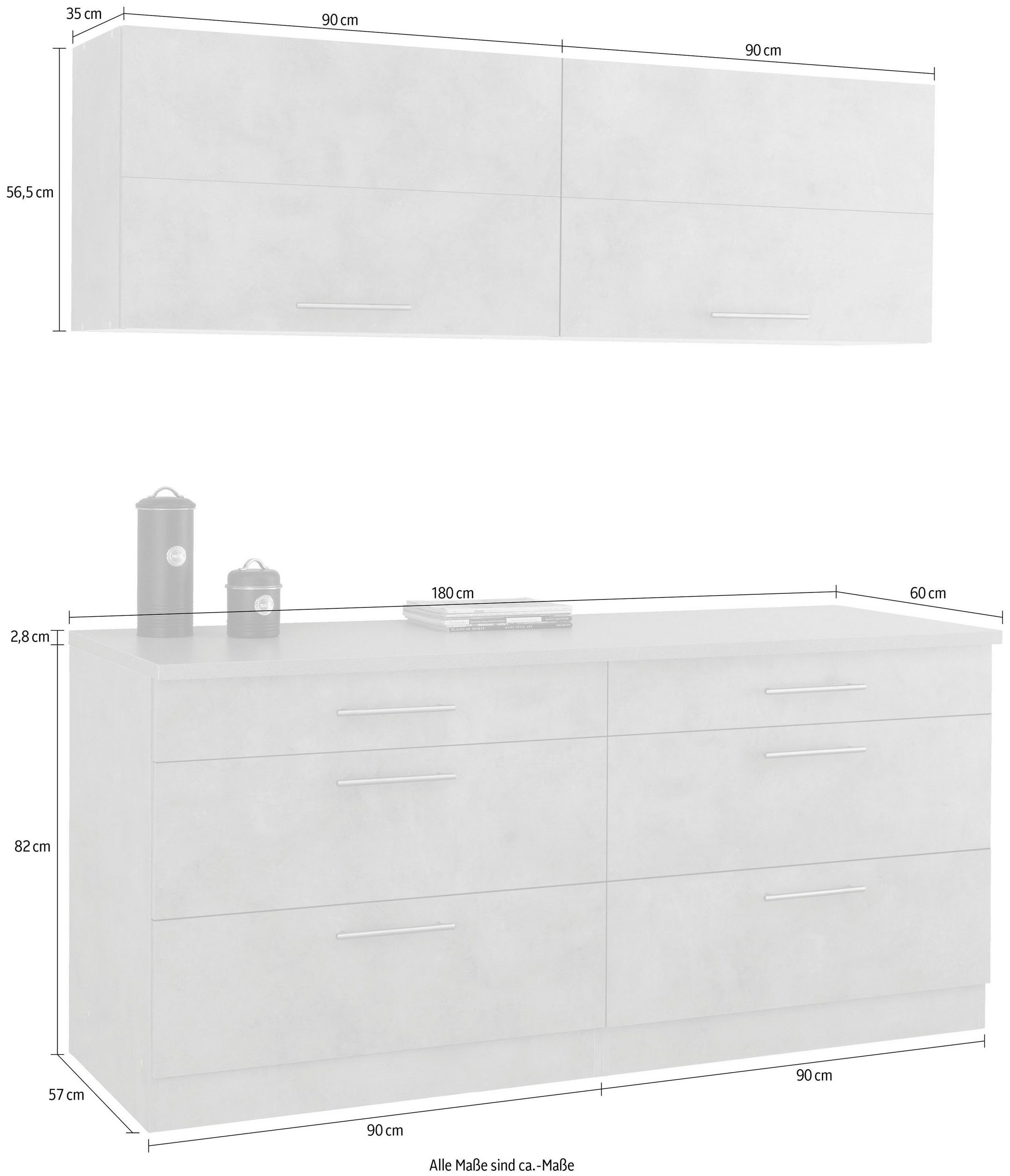 wiho Küchen Küche »Cali«, ohne Geräte, Gesamtbreite 180 cm kaufen im OTTO  Online Shop | Hängeschränke