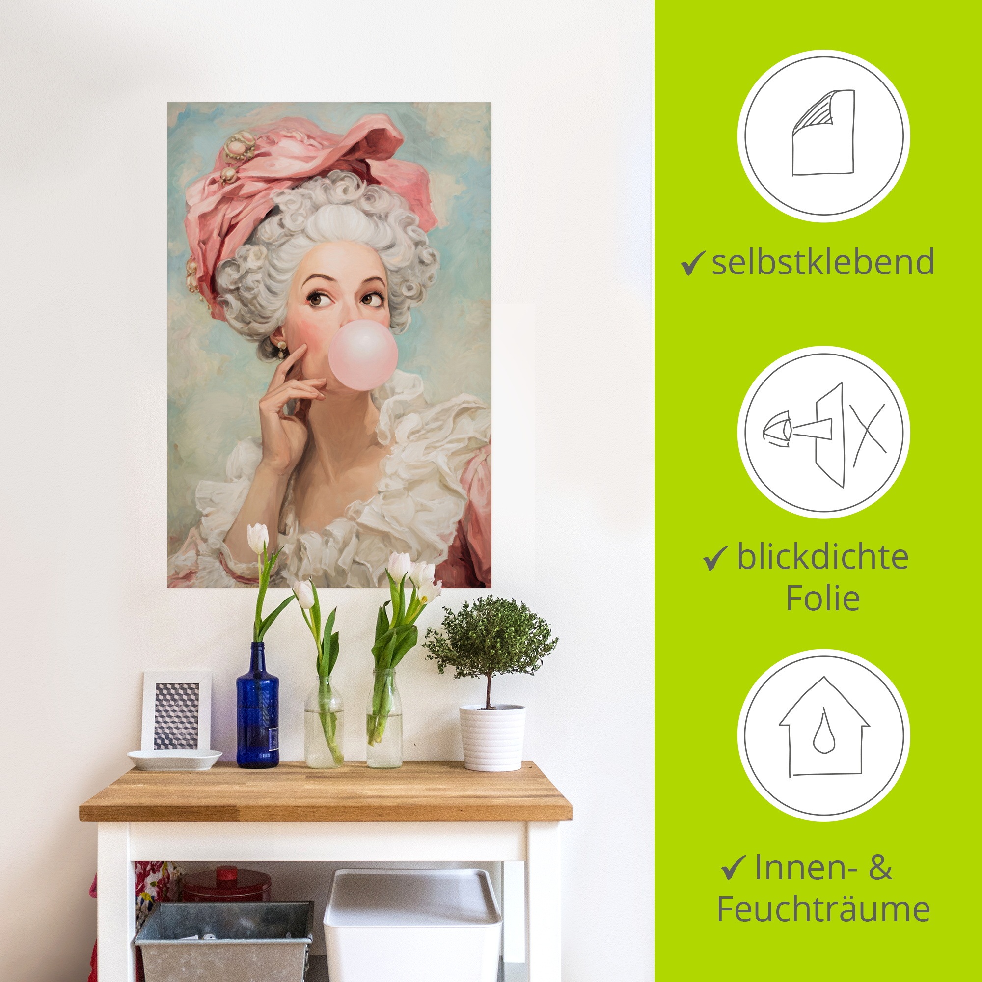 Artland Wandbild »Kaugummi Rebellin Madame Pompadour« Bilder von Frauen 1 Stk. tlg. als Alubild, Leinwandbild, Poster, Wandaufkleber in verschied. Größen