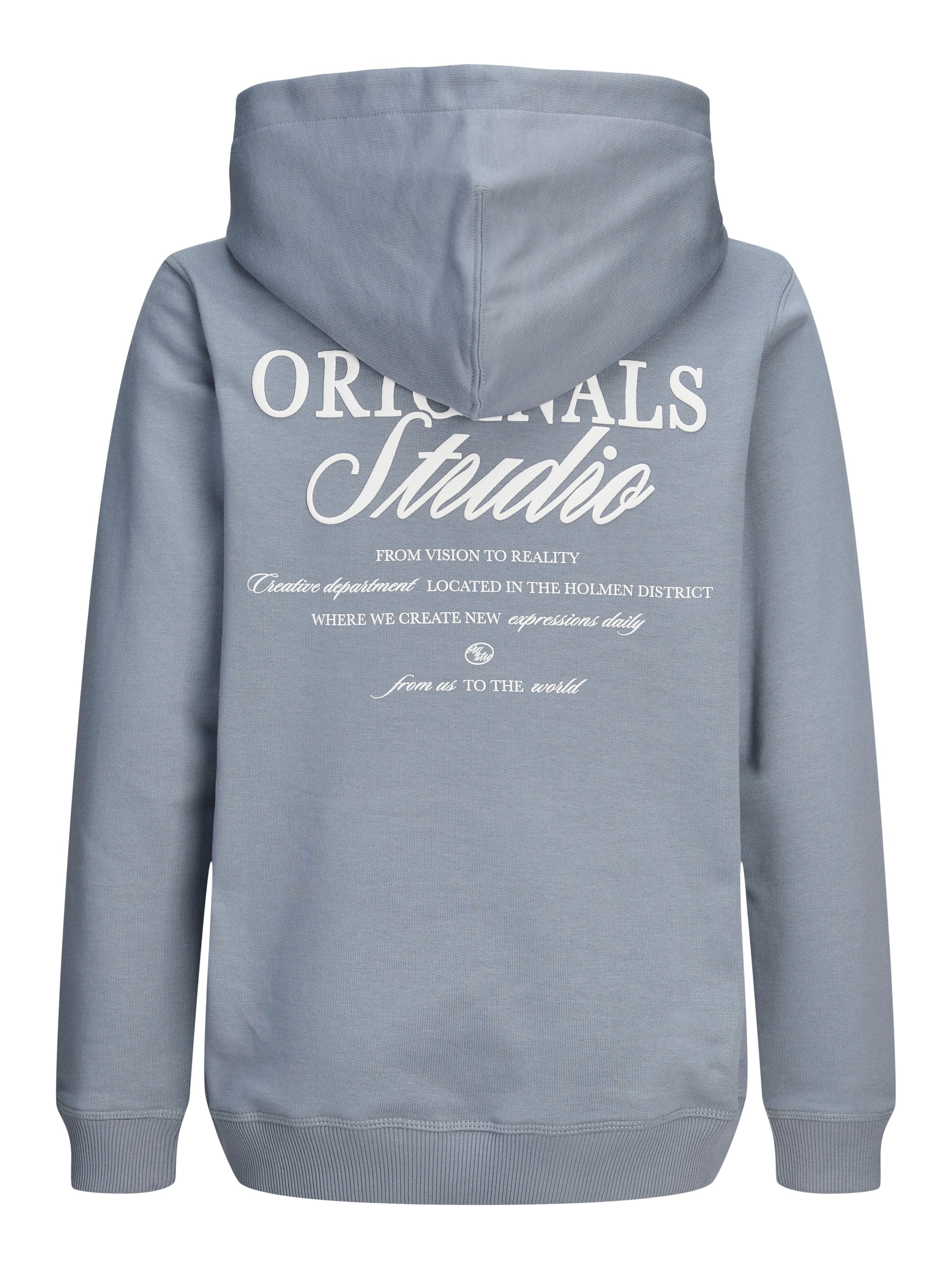 Jack & Jones Junior Kapuzensweatshirt »JORNORREBRO TYPO BACK SWEAT HOOD SN JNR«, Baumwollmischung, relaxed fit, Langarm
