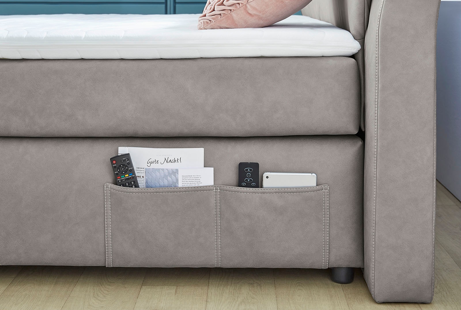 Jockenhöfer Gruppe Boxspringbett »Movie Star«, mit versenkbarem TV-Lift, Fernbedienung, LED-Licht, USB-Ladestation und verstellbaren Kopfstützen