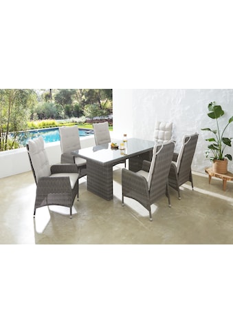 Garten-Essgruppe »Casablanca«, (Set, 7 tlg., 6x Sessel, 1x Tisch 180x90x74 cm,...