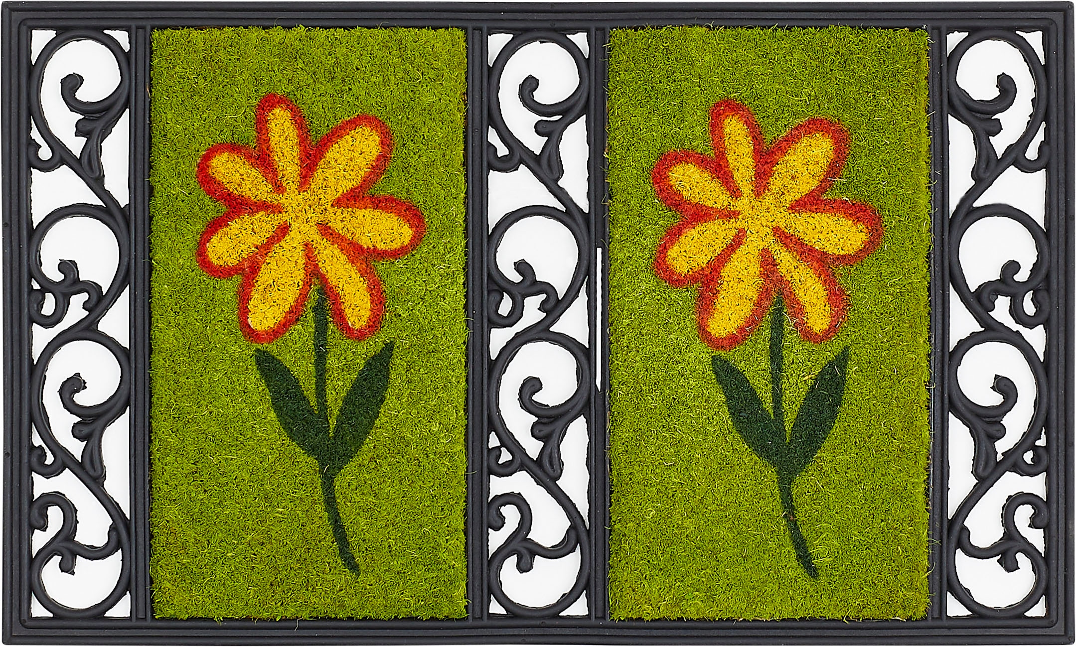Andiamo Fußmatte »Salome Blumen«, rechteckig, Schmutzfangmatte, Kokosmatte, Gusseisen Optik, Motiv Blumen