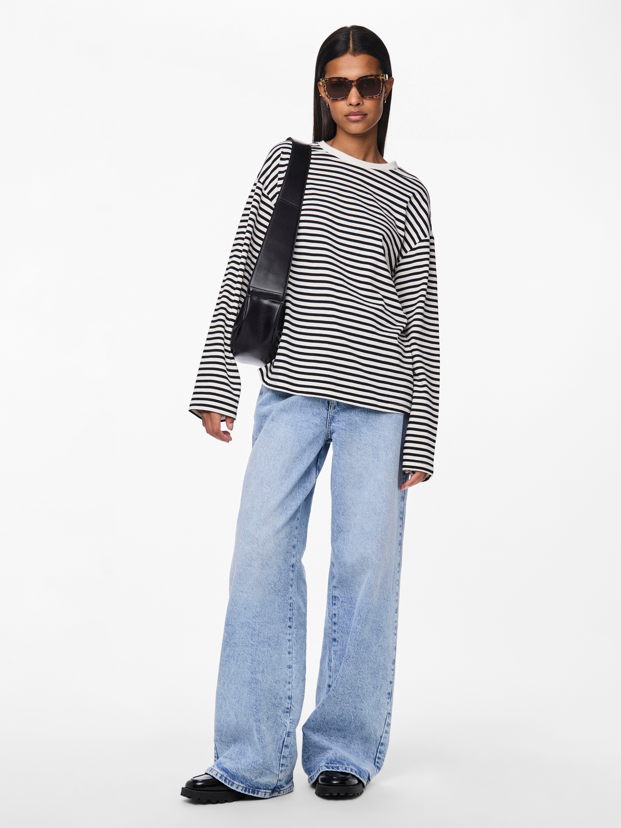 pieces Langarmshirt »PCSADIE LS TOP JRS NOOS« Baumwollmischung, oversize