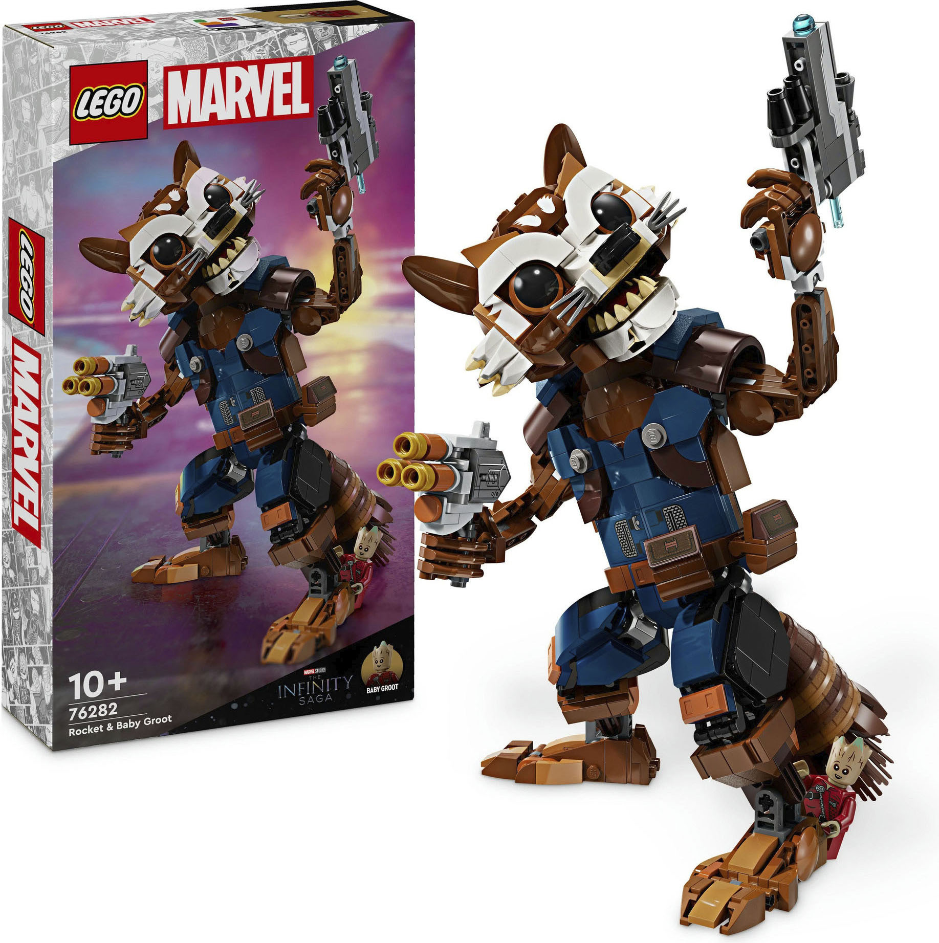 Lego Konstruktionsspielsteine »Rocket & Baby Groot (76282), LEGO Super Heroes« Made in Europe in bunt